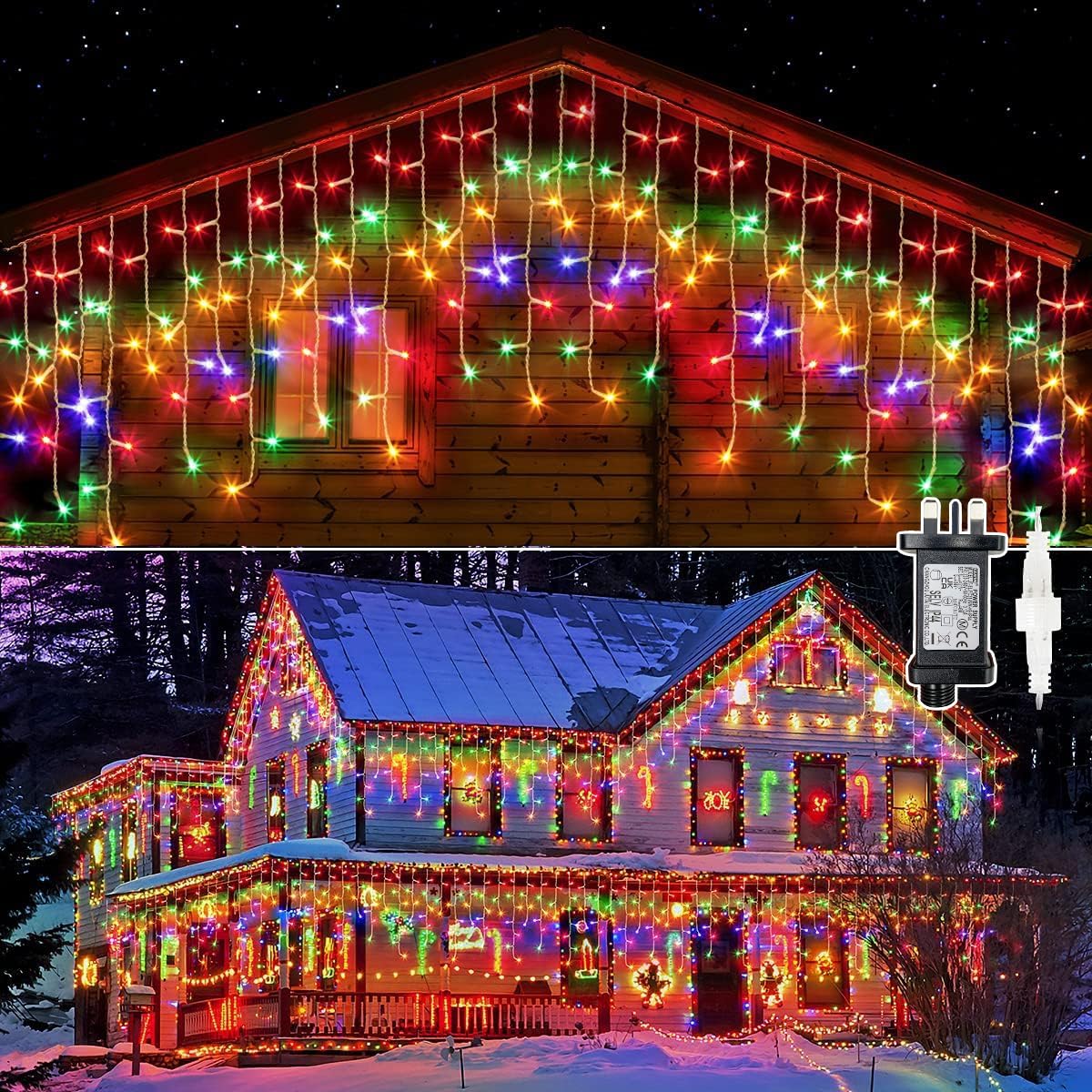 GlobaLink Christmas Icicle Lights Outdoor, 10M/32FT 400LED Icicle Fairy Lights with Timer & 8 Modes