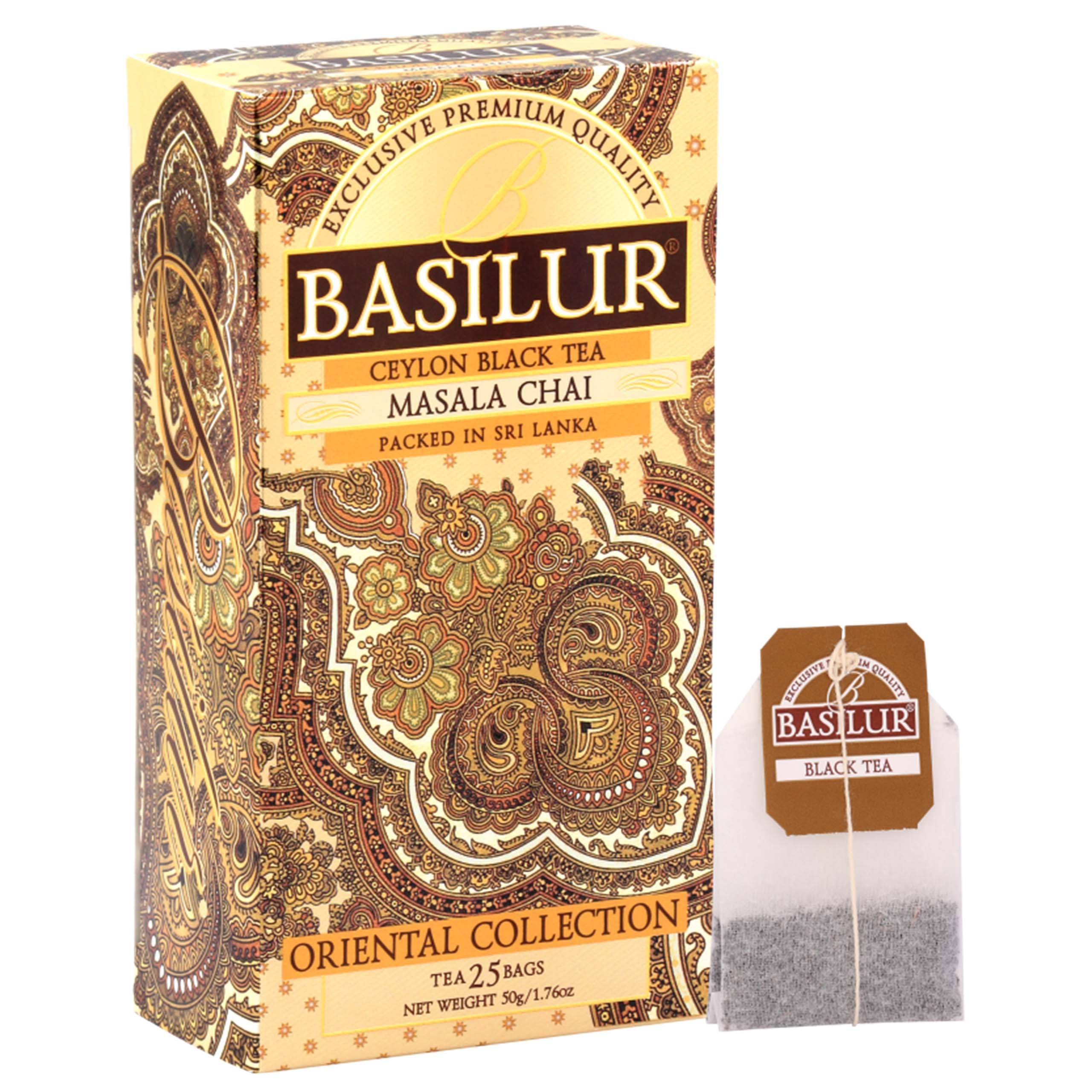 BASILUR Masala Chai- Czarna herbata cejlońska z dodatkiem naturalnych przypraw orientalnych, w saszetkach 25x2g, 12 paczek