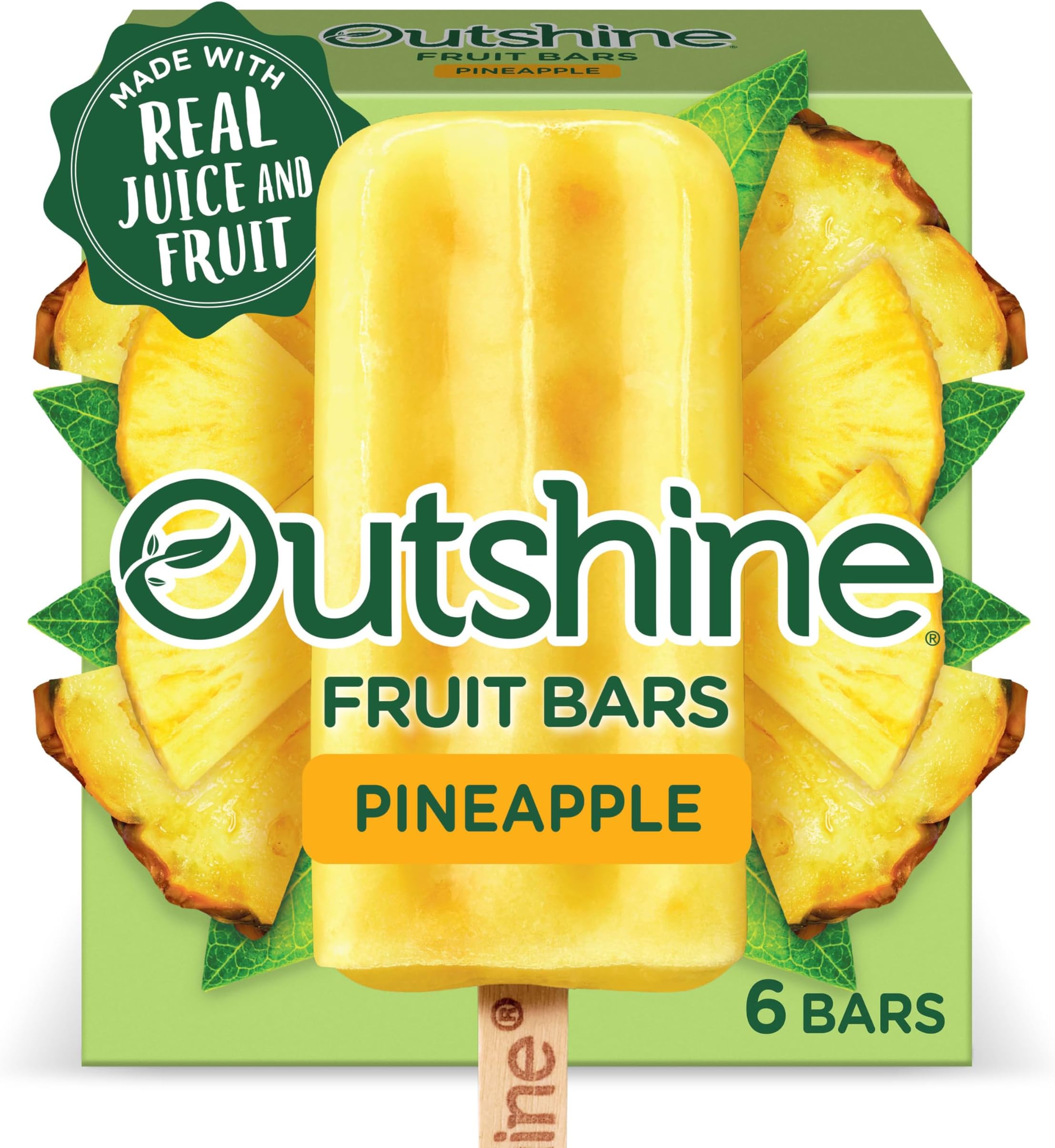 Outshine Fruit Bars, Pineapple, 6 Ct