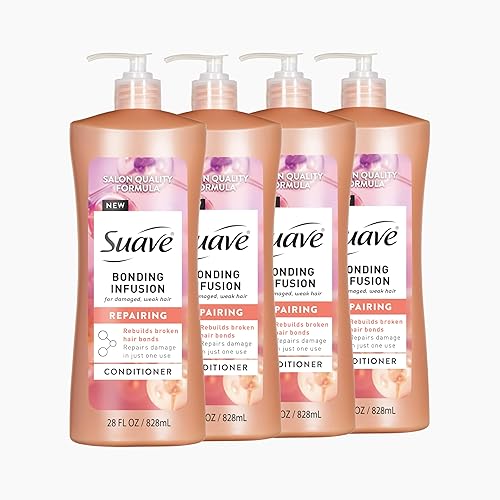 Suave Acondicionador reparador de infusión Bonding, infundido con complejo de unión, restaurador para cabello débil o dañado, bomba de 28 onzas,