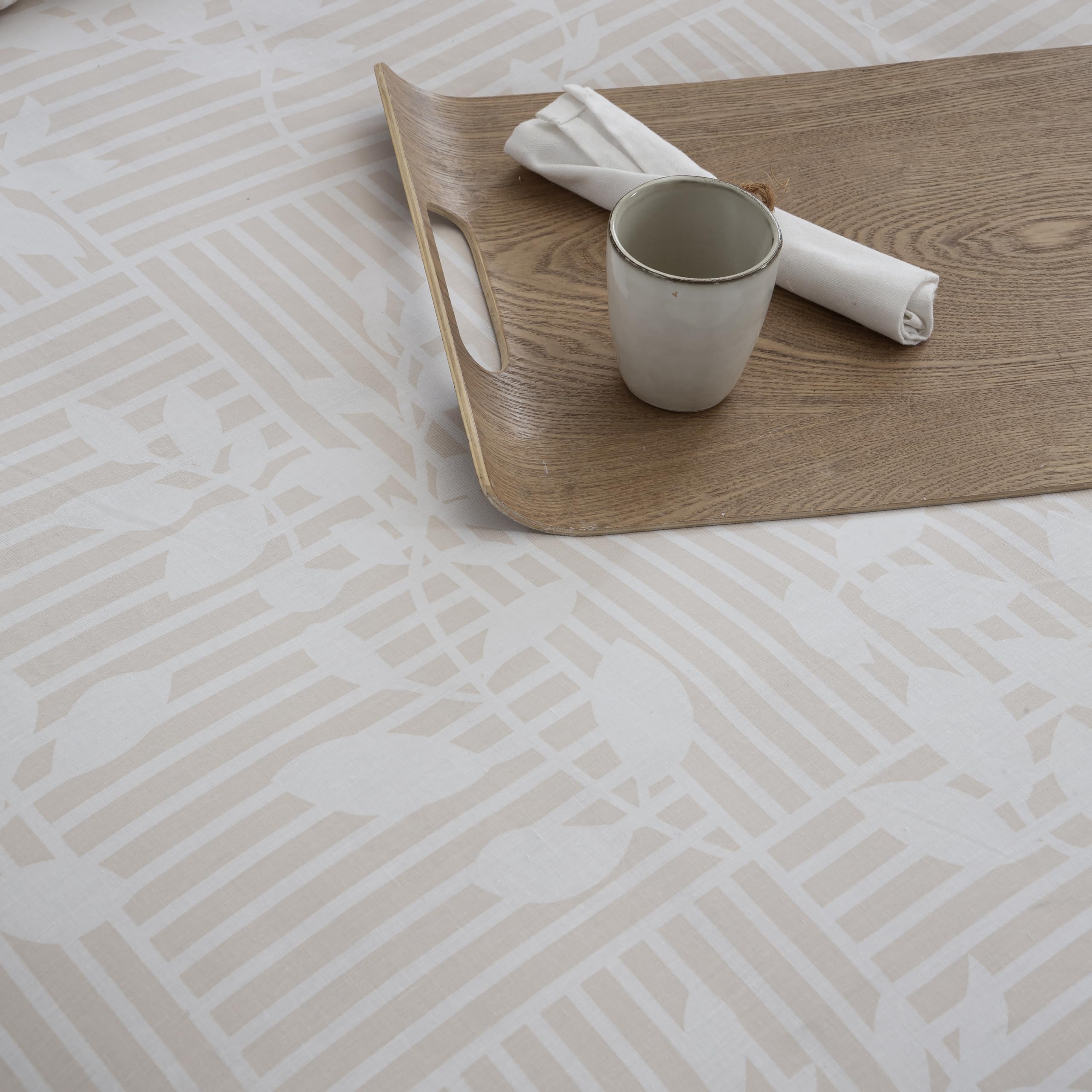 COTTON ARTean Funda Nórdica Cama 180 poliéster algodón ASON Beige Botones | Incluye 3 piezas: F. Edredón 260x240 + 2 F. de Almohada Cierre Botones. Certificado OEKO-TEX