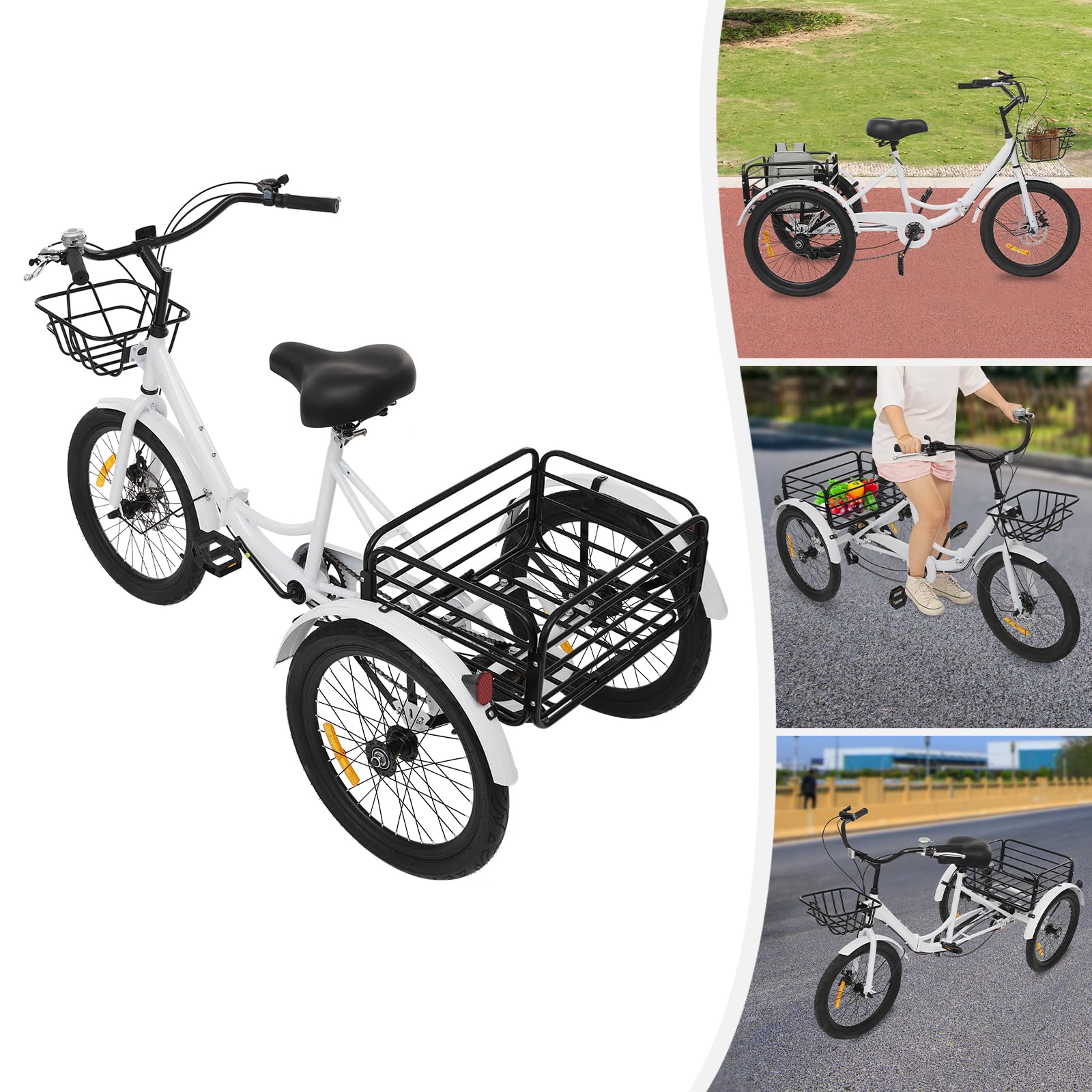 Triciclo plegable para adultos, triciclo plegable de 20 pulgadas, bicicleta de 3 ruedas de 7 Triciclo plegable para adultos, triciclo plegable de 20 pulgadas, bicicleta de 3 ruedas de 7