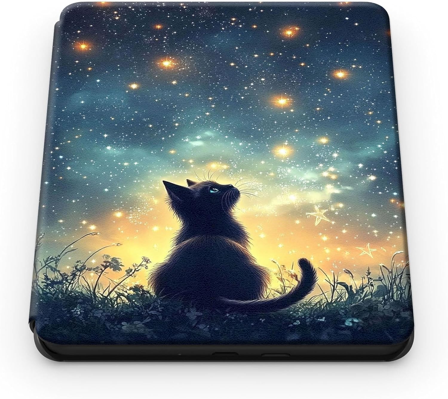 Case Fits 6" All-New Kindle (11th Generation-2024/2022 Release) – Premium PU Leather Cover with Auto Sleep/Wake, Lightweight & Durable Kindle Case for Kindle 11th Gen 2024, Black Cat Sky
