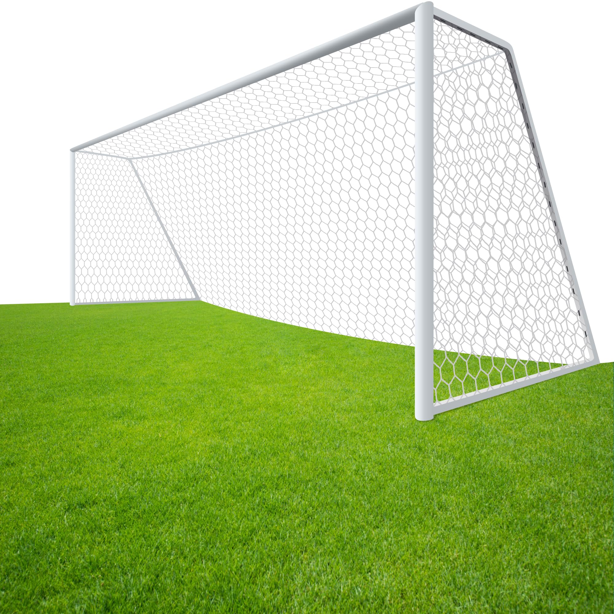 Photo 1 of LAO XUE 24x8FT Soccer Goal Net,Professional White Heavy Duty Replacement Outdoor,Full Size Weather Resistance for Training and Match Play(Net Only)