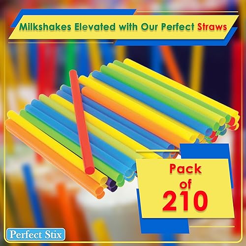 Miniatura 2 de Pajitas de batido jumbo de 210 quilates, de plástico desechable multicolor, grande de boca ancha, pajitas de té Boba (0.43 pulgadas de diámetro y 9