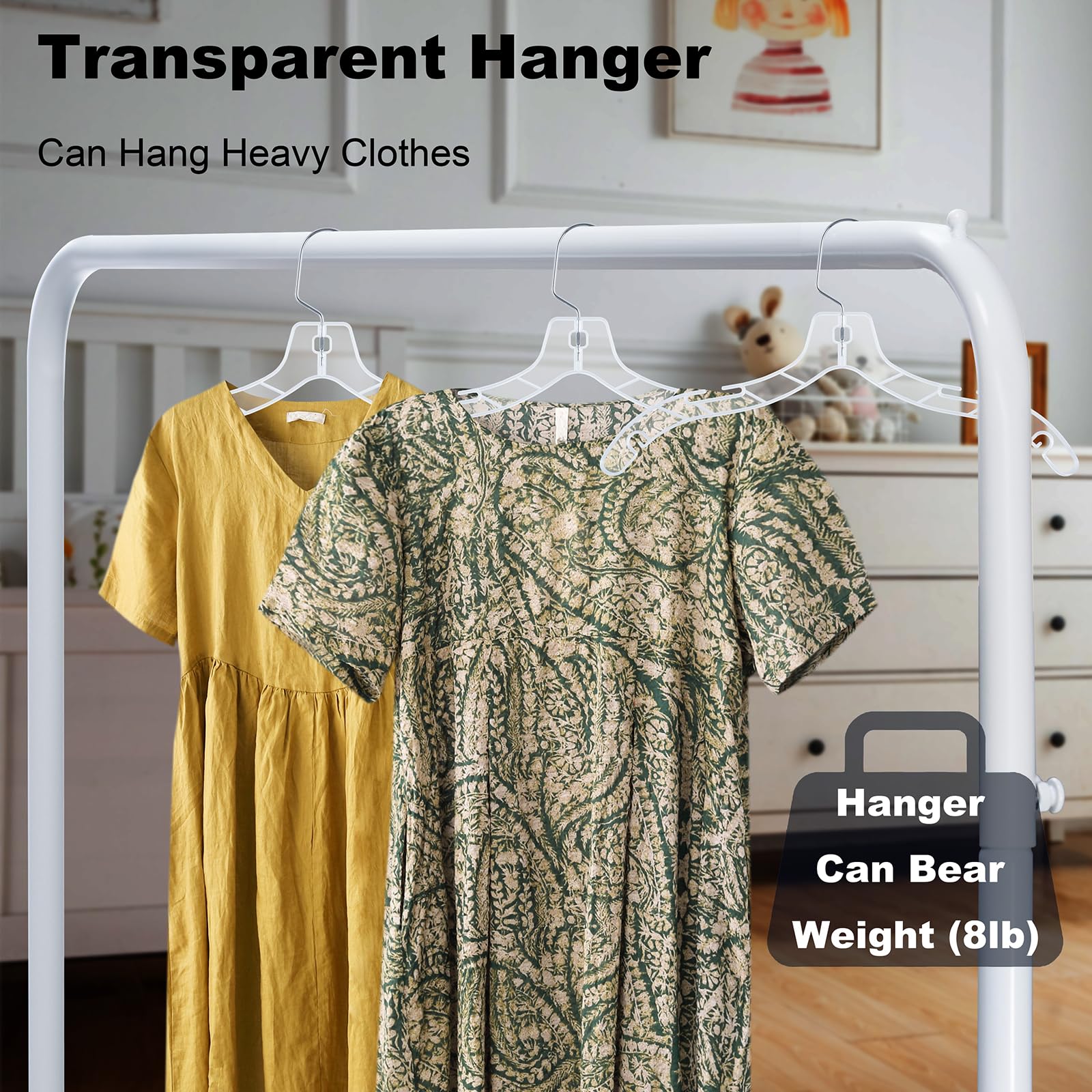 24 perchas de plástico transparente con ranuras abiertas, perchas para faldas, perchas antideslizantes, perchas resistentes para suéteres, camisas, trajes, chaquetas.