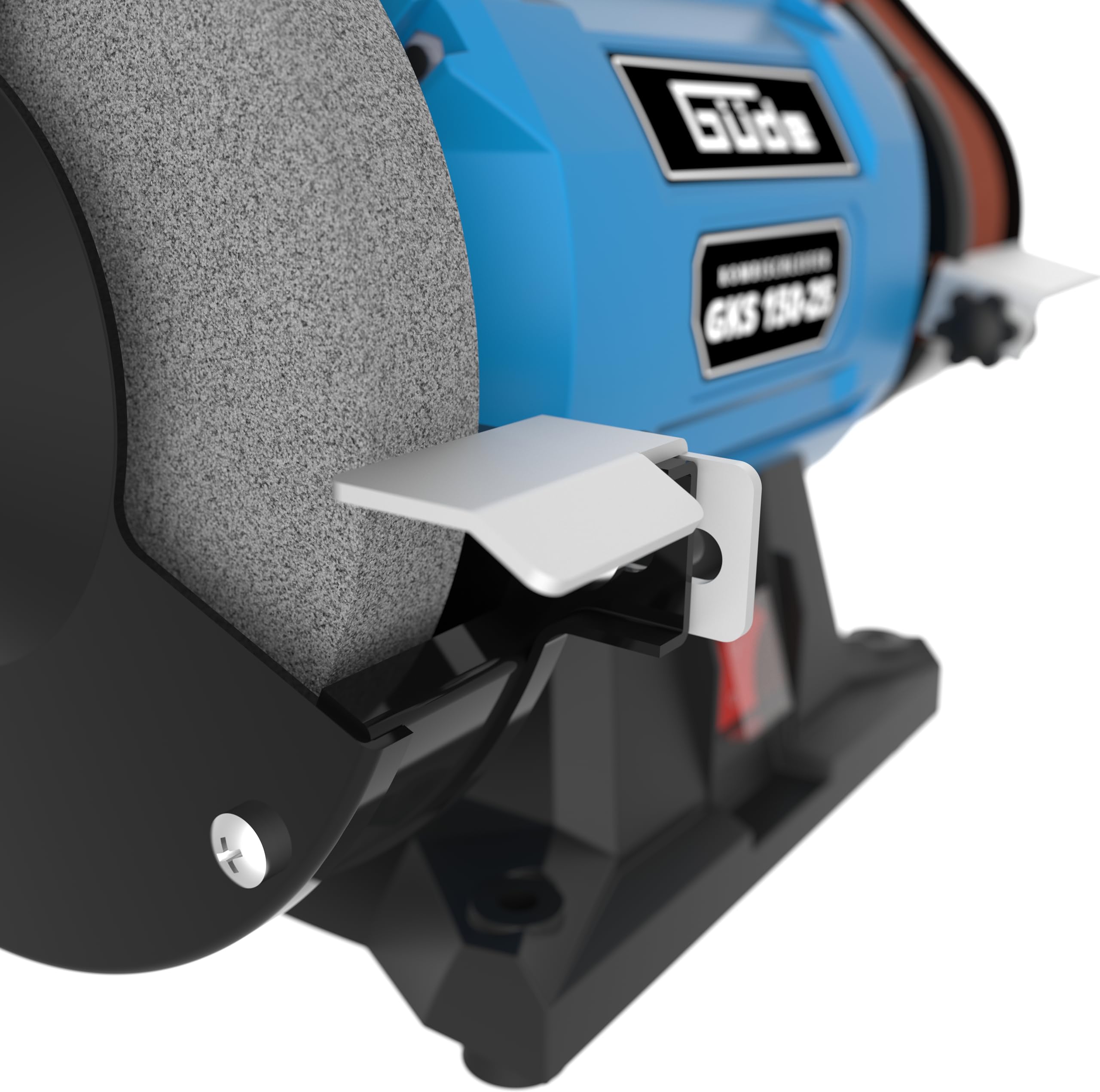 Güde Ponceuse combinée GKS 150-25 (250 W, 2980 tr/min, moteur à condensateur, pied de machine stable, dispositif de protection contre les étincelles réglable, disque de ponçage fin Ø 150 mm 36 K,
