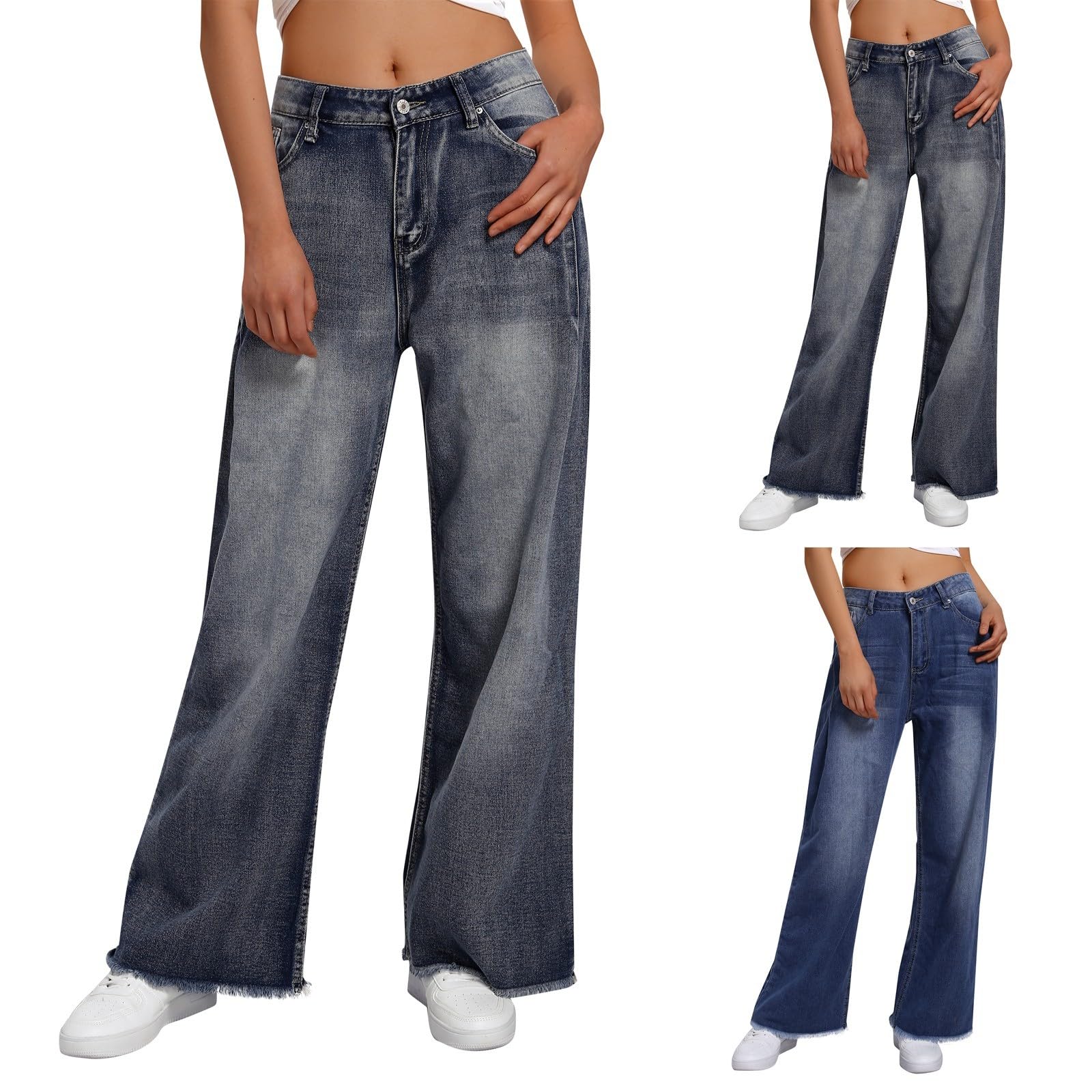 Vaqueros Para Mujer Bajita Elásticos Bolsillos Pantalones Trabajo Bootcut Mezclillas Bolsillo Deportes Campana Elefante Tiro Corte Recto Lavado Clásico Diseño Holgado Estilo Comodidad Superior