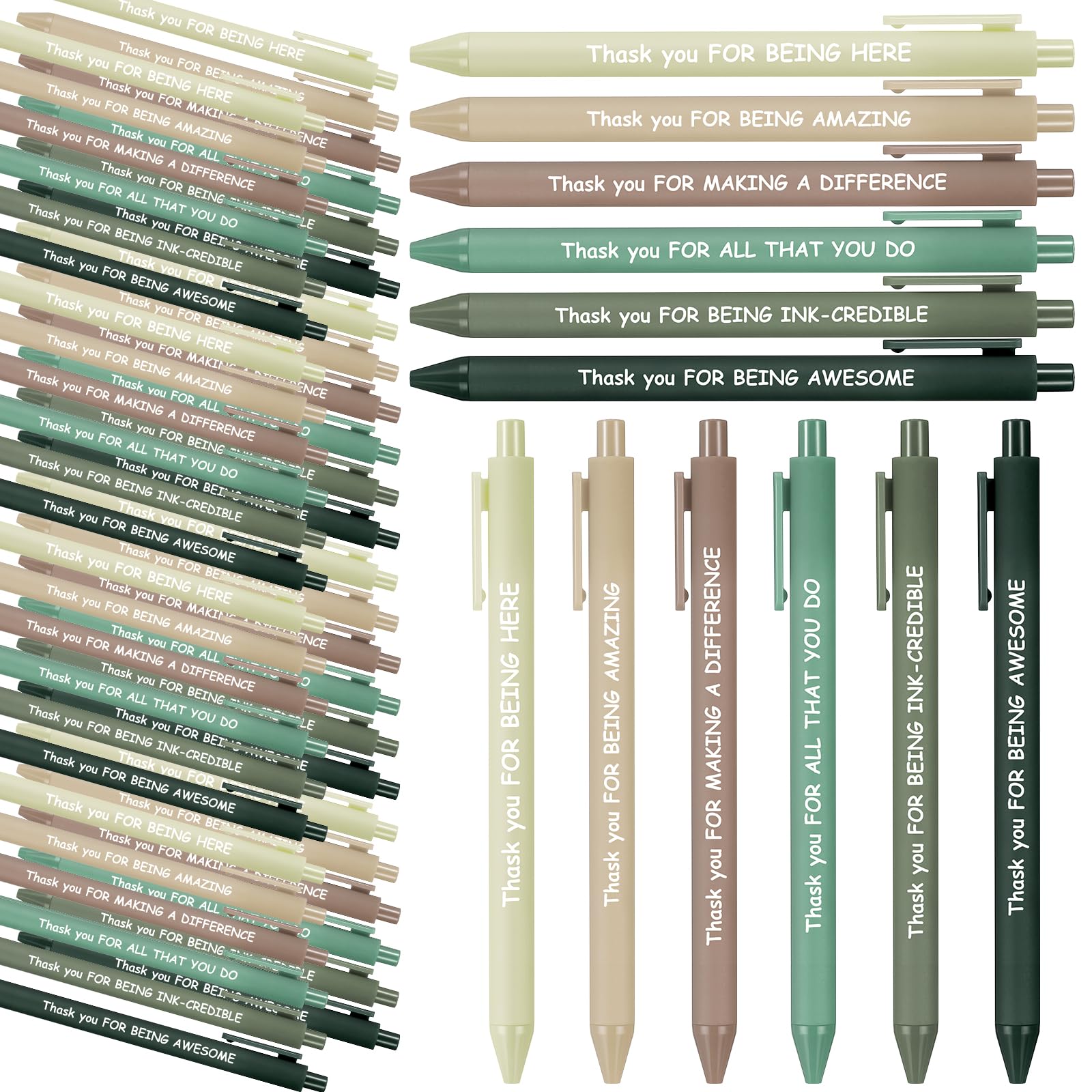 Sayglossy 60 Pcs Inspirational Pens Bulk Employee Appreciation Gifts Motivational Retractable Ballpoint Pens with Sayings for Teacher Employee