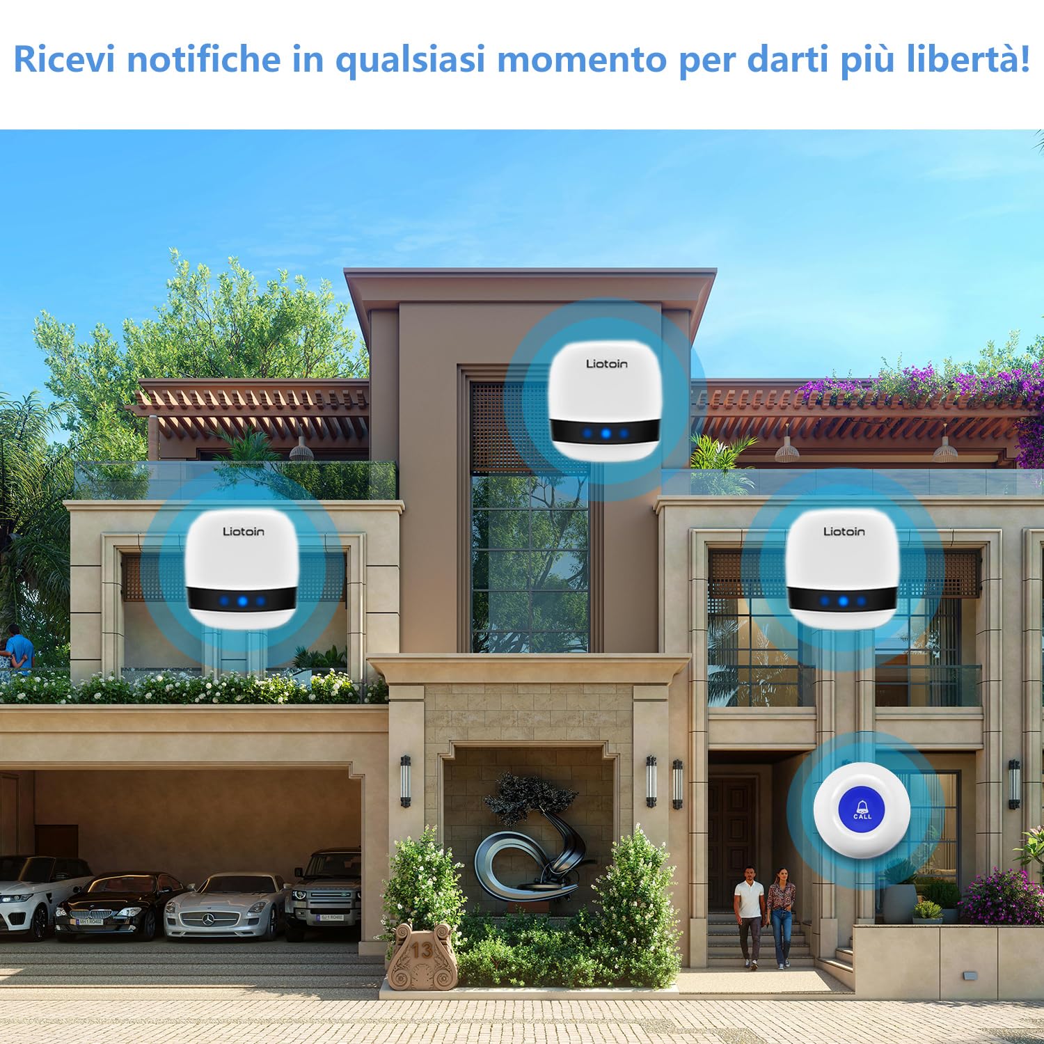 Cercapersone Per Anziani Pulsante di Chiamata Wireless Allarme Sicurezza Cercapersone Sistema di Emergenza Chiamata Sistema di assistenza impermeabile per (2 Trasmettitori 2 Ricevitori) …