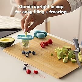 Frida Baby Push Pop Feeder, Baby Fruit Food Feeder to Safely Introduce New Foods, Fresh + Frozen, Silicone, BPA Free, Dishwasher Safe | 3 Count, Blue