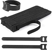 Vista 11 de Bridas de cable reutilizables, 126 unidades de 20.3 cm, bridas ajustables para cables, organizador de cables, envoltura de cable y gancho de gestión