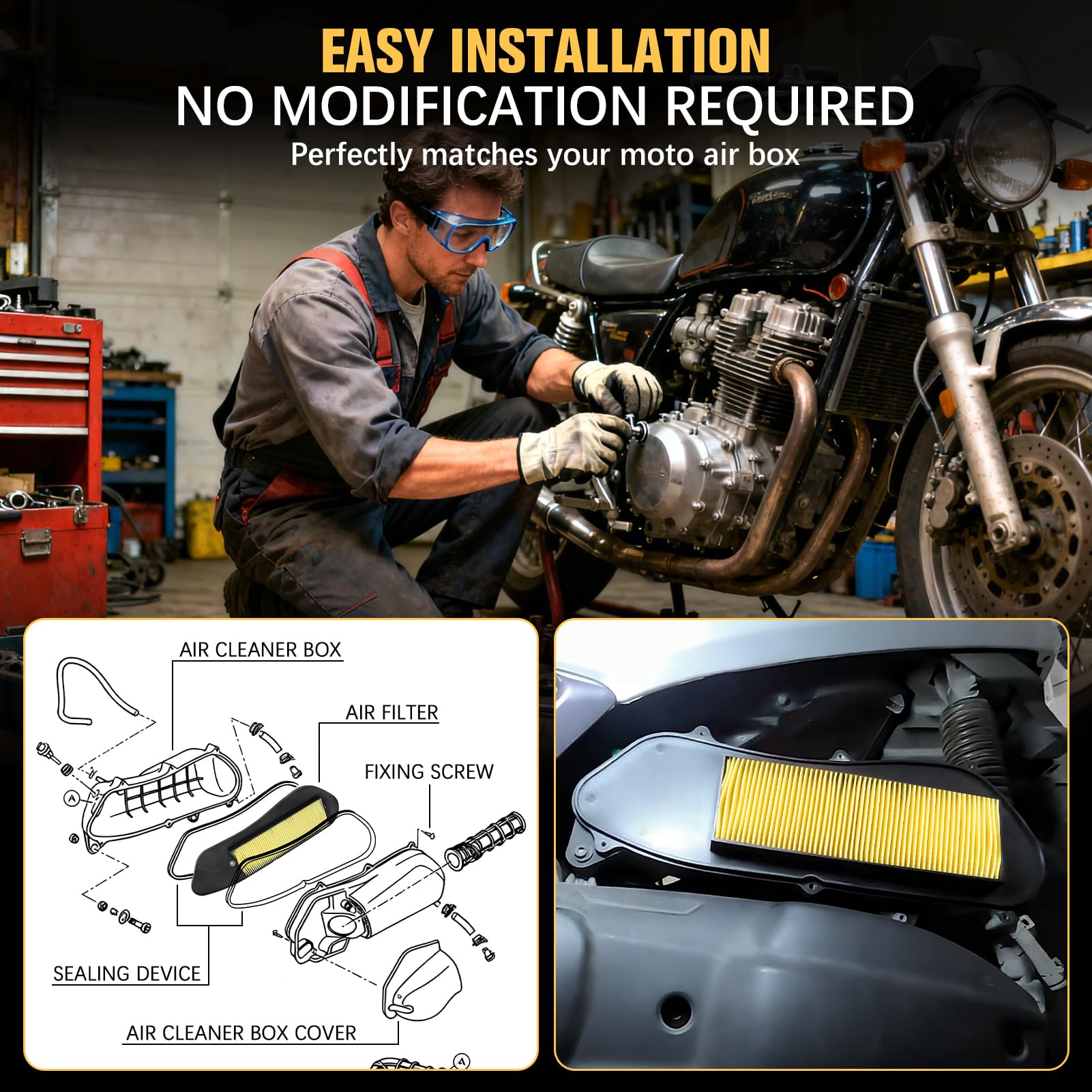 Filtro aria per Yamaha X-MAX 125 2007-2017 / X-MAX 250 2005-2016/ X-City 125 2008-2012/ X-City 250 2007-2015 per MBK SKYCRUISER 125 2006-2012/ EVOLIS 250 2014-2016