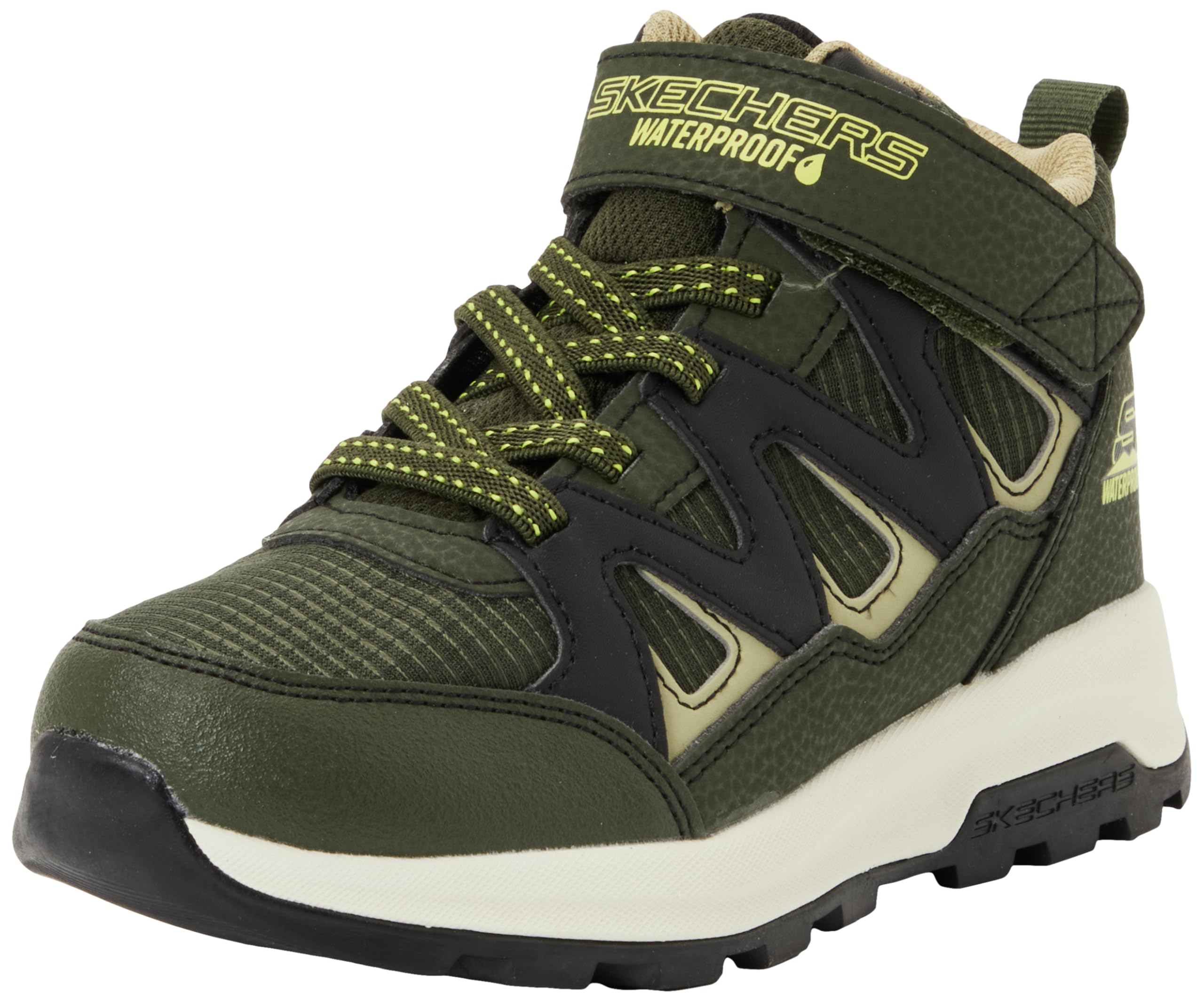 Skechers Boy's Storm Blazer Drizzle Squad Sneakers, Olive & Black Synthetic/Olive Textile/Olive, 12.5 UK Child