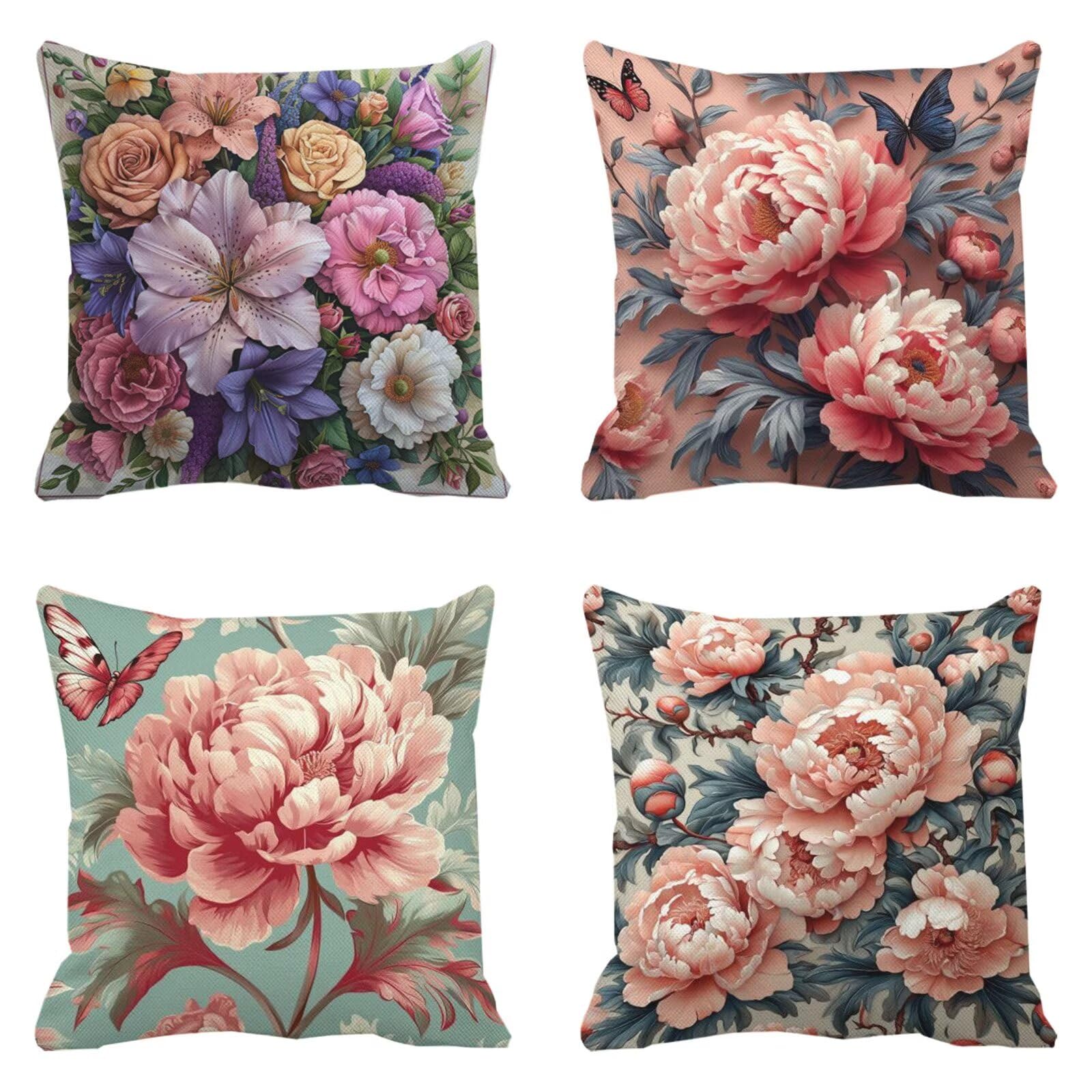 Housse coussin 50x50 rose pour canapé et taie oreiller jardin