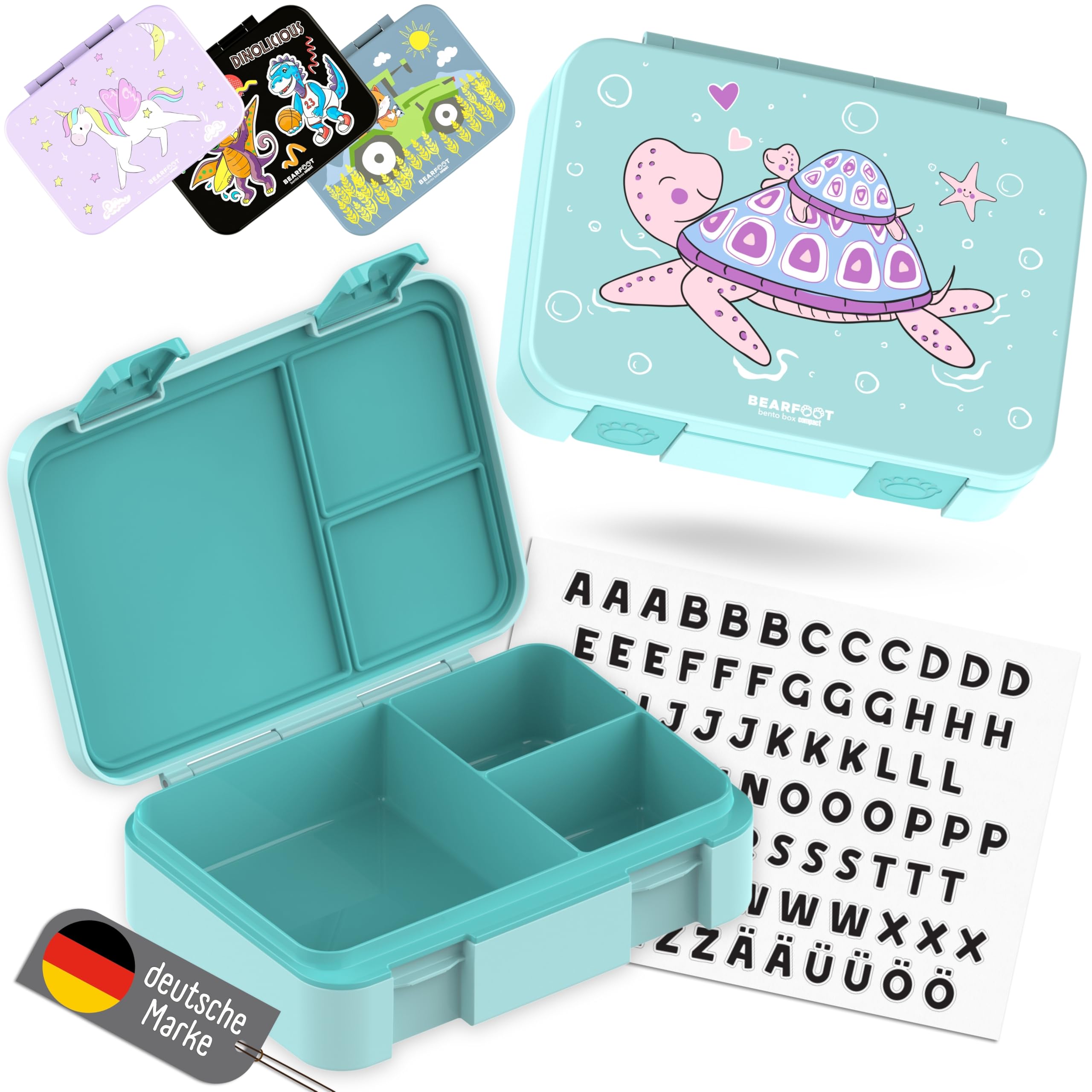 BEARFOOT Bento Box Compact, BPA-Free Children's Lunch Box for School & Nursery