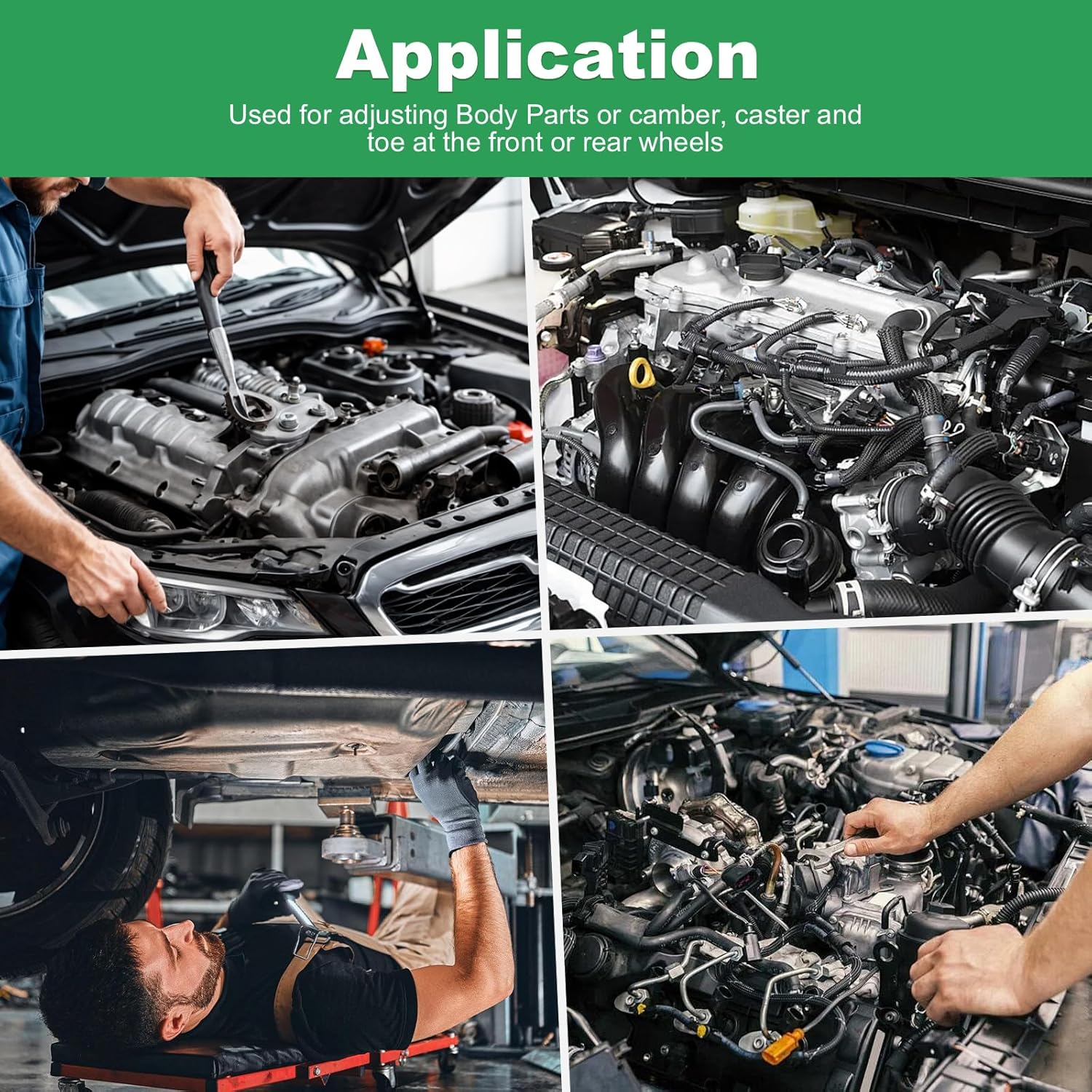 Alignment shims, Auto body fender alignment shim, Slotted shims 1/16" & 1/8" Thick(32 Each) 3/8" Slot, Metal shim for Camber, Caster & Toe Adjustment 64 PCS