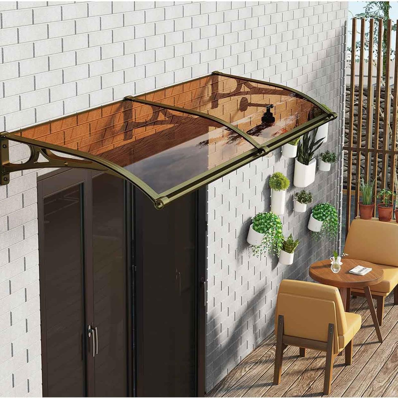 LWJSOCP Outdoor Polycarbonate and Aluminum Canopy Awning Large PVC Window Shelter Rain Protection Awning for A6 Size 80x300cm and Stylish Design