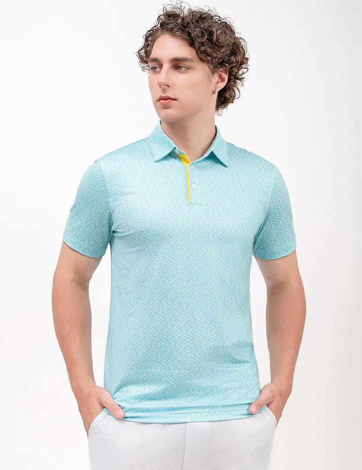 Men's Golf Shirts Short Sleeve Moisture Wicking Dry Fit Print Patterns Collared Performance Polo Golf Shirts for Men