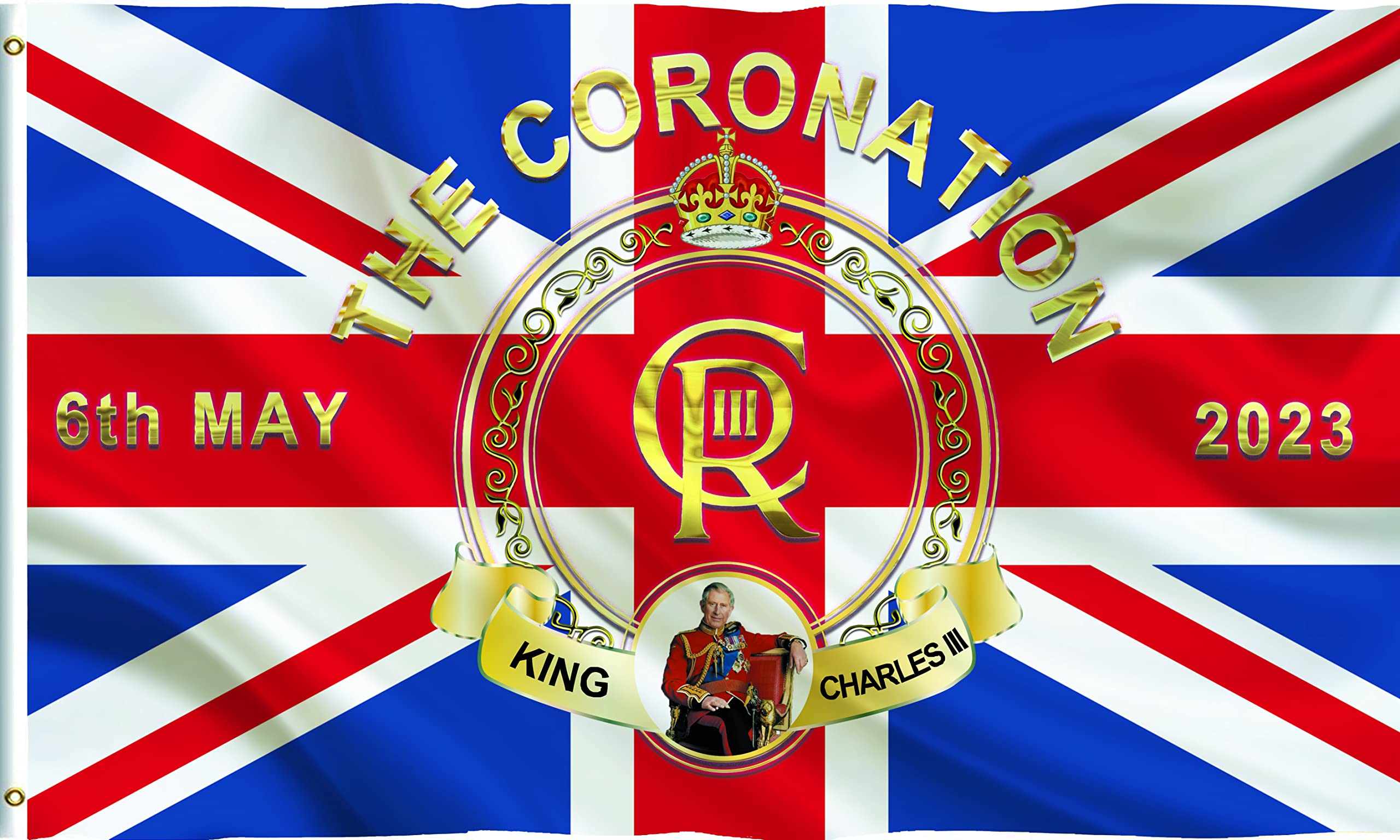 Lily's Sweet Union Jack CR Coronation of King Charles III Decorations Garden Decor Outdoor Banner Flag