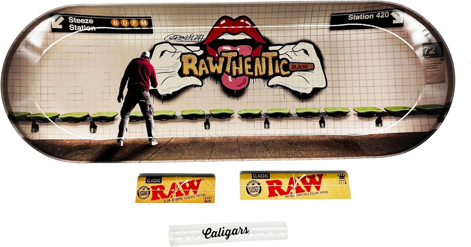 Raw Tray-Skateboard- With 1/1/4 Cigaretter Papers and King Slim Papers (Including 4 Caligars brand Tubes)