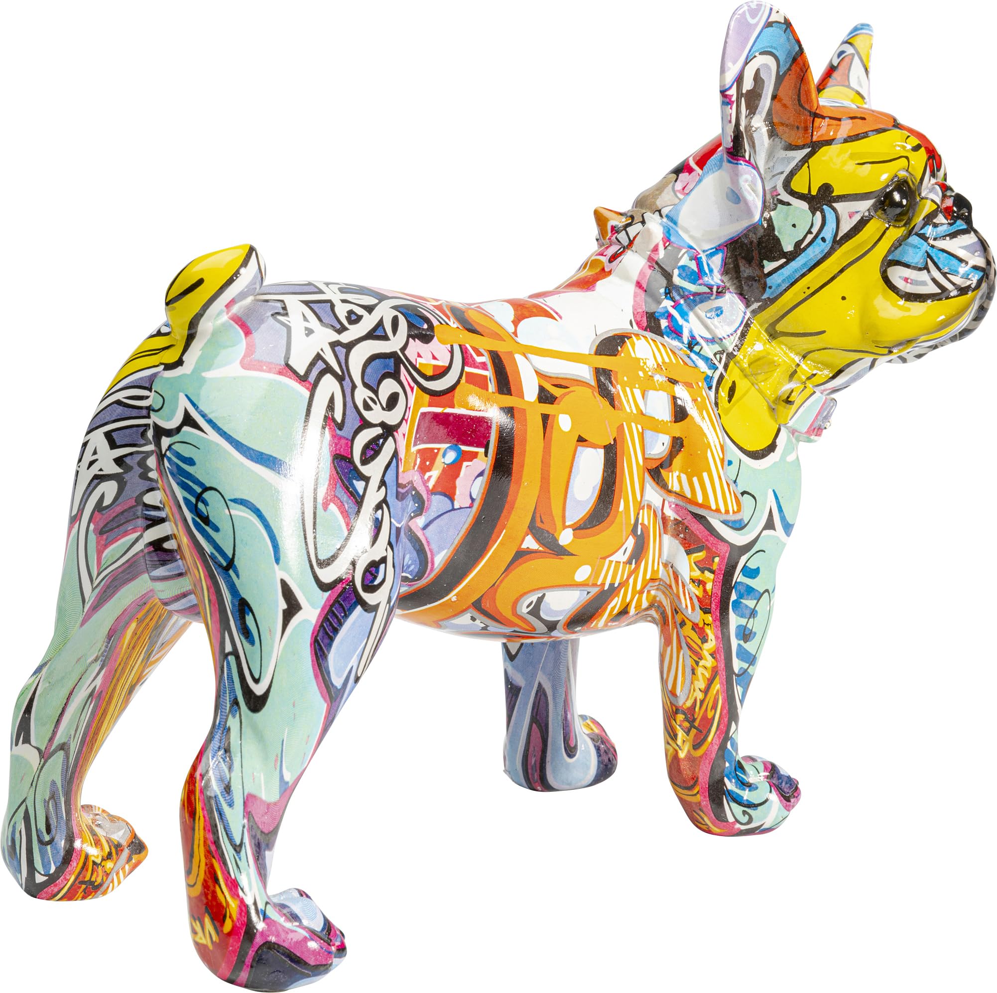 Kare Design Deko Figur Grafitti Dog, Mehrfarbig, 22x24x12 cm, Deko Objekt, Wohnaccessoire, Dekoration, Hunde Motiv, Handgearbeitet, Wohnzimmer