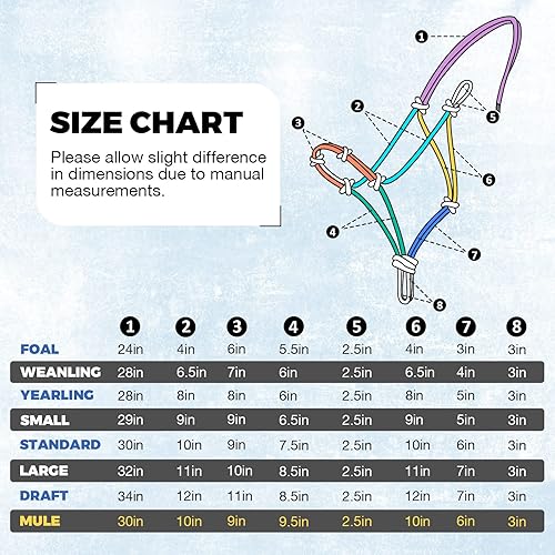 Miniatura 5 de Maskology Halter de cuerda para caballos, súper resistente, cabestrillo de entrenamiento de cuerda de caballo con 2 nudos de 14 de pulgada rígida,
