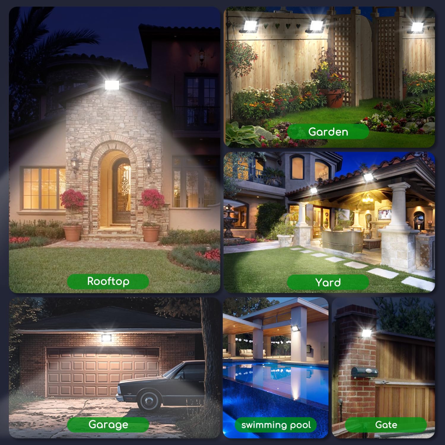 Aigostar Projecteur LED Extérieur 50W,2 Pièces,4500 lumen, blanche naturelle 4000K Spot LED Extérieur économiseur d'énergie 85%,IP65 Imperméable lumière de Sécurité,pour Jardin,Patio,Cour,Garage