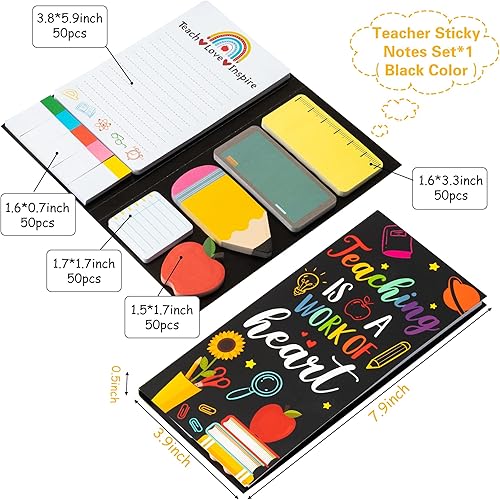 Miniatura 2 de Xqumoi Teaching is A Work of Heart - Juego de notas adhesivas de 550 hojas, lápiz en forma de manzana, blocs de notas autoadhesivas, notas de