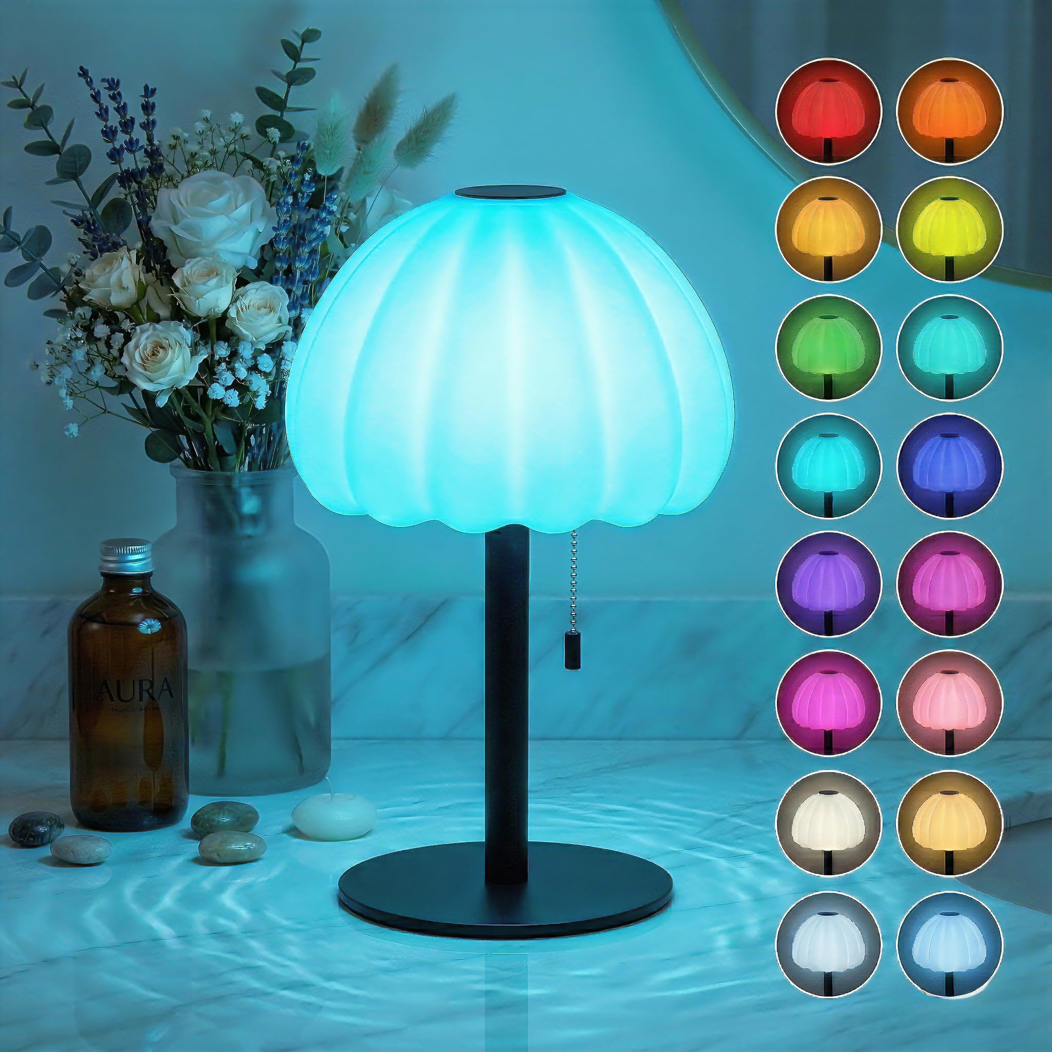Photo 1 of ONXE Rechargeable Waterproof Shower Lamp, Remote Control Cordless Table Lamp 16 RGB Colors Dimmable, Touch Light for Inside Shower, Timming Battery Operated Desk Lamp for Bathroom, Bedroom, Outdoor