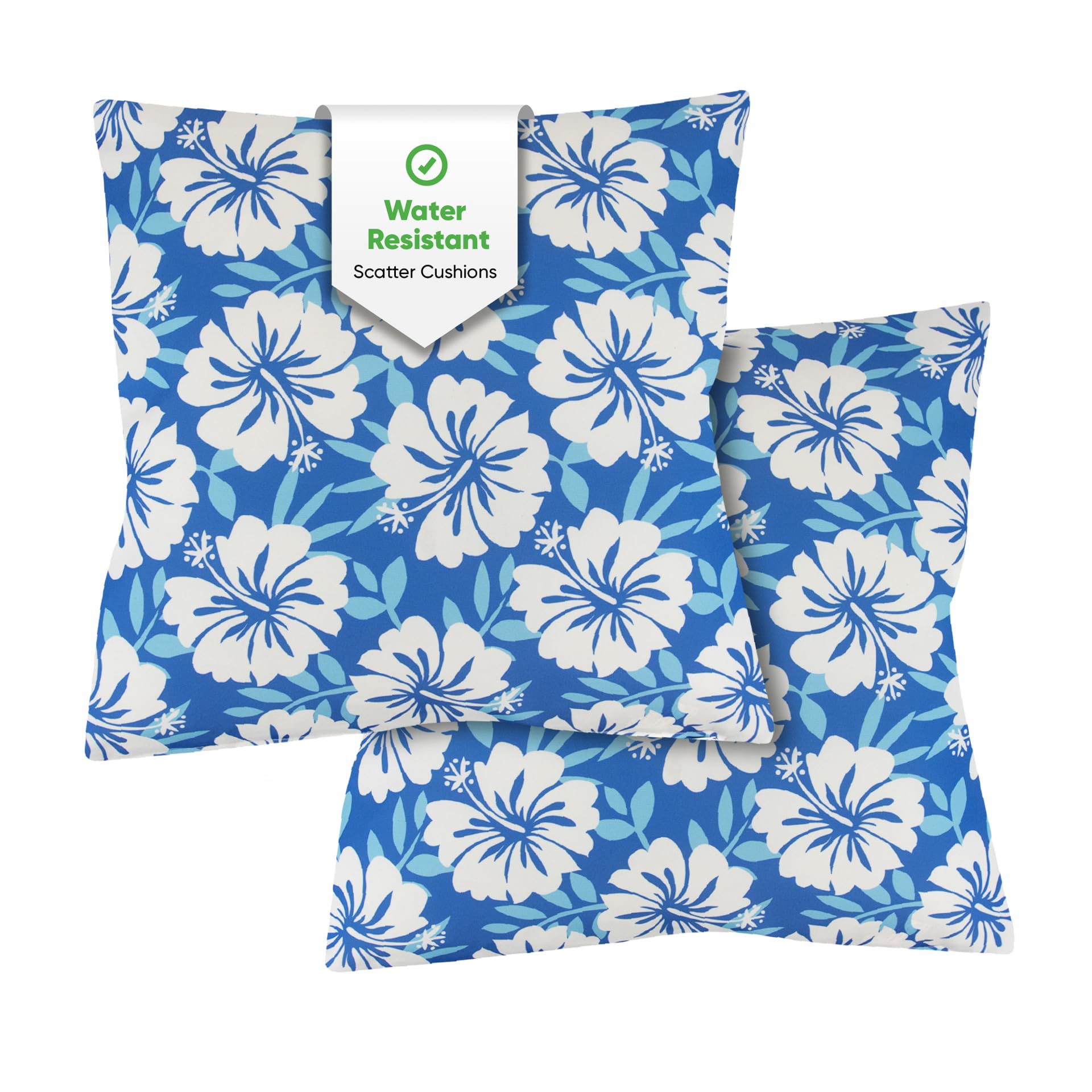 B&Q -  Outdoor Pair Of Blue Hawaiian Print Scatter Cushions