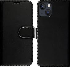 Case for iPhone 14, Premium Leather Wallet Flip Black Book Case with 2 Card Slots, Kickstand, and Magnetic Closure for iPhone 14