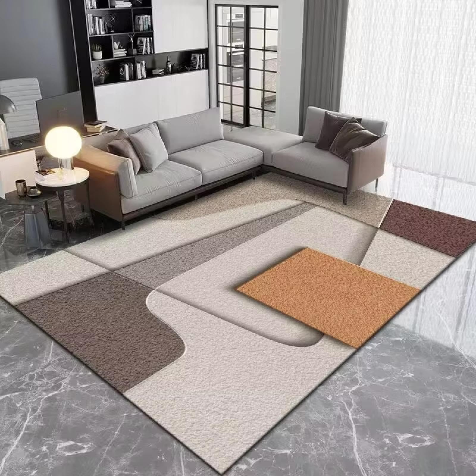 Tapis de salon géométrique nordique doux pour chambre et chevet