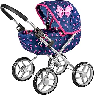Kinderplay Dolls Pram | Toy Pram | Baby Doll Pram - Toy Pushchair | Dolls Buggy | Dolls Pushchair | Dolls Pram Handle high 54cm, model KP0260T