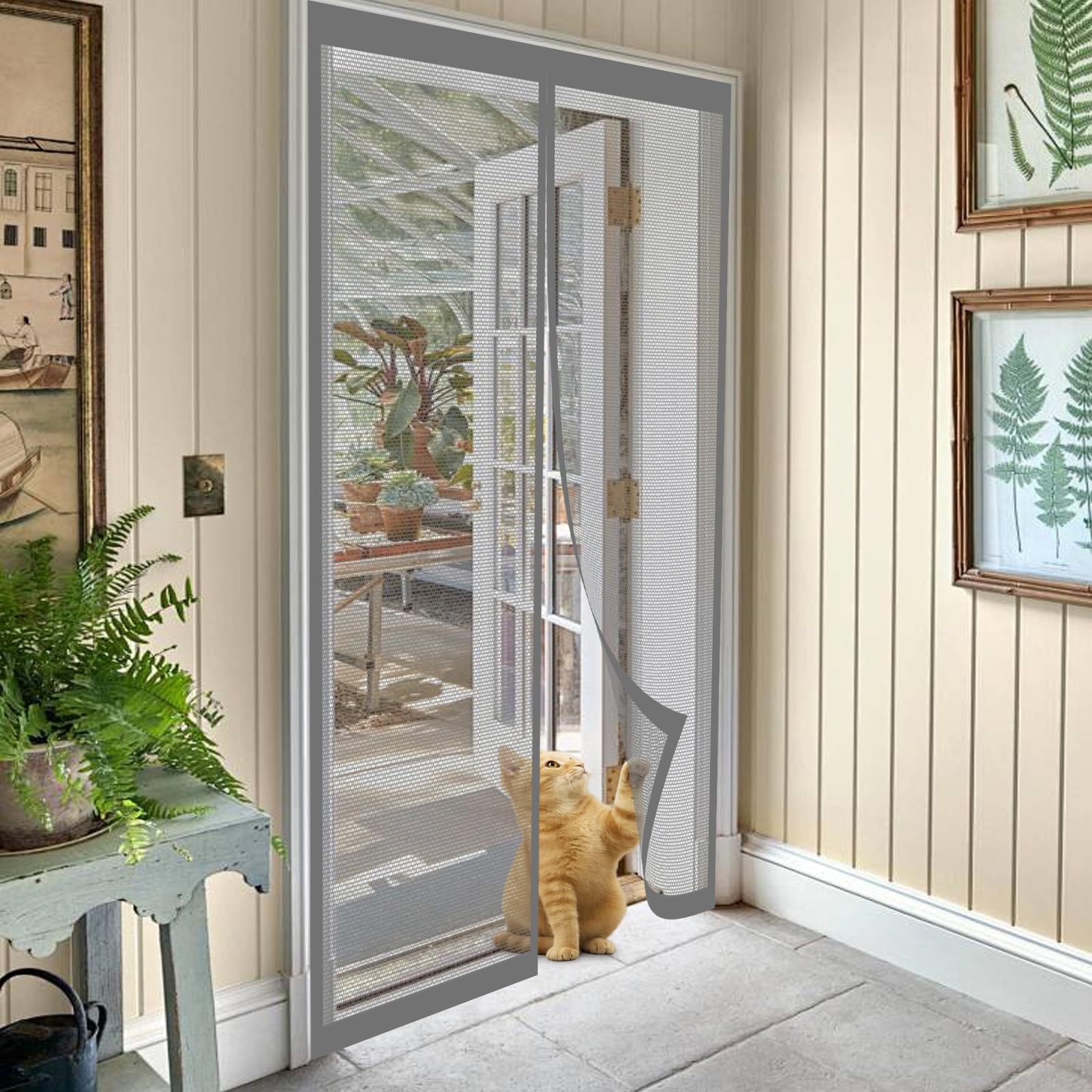 Bcxduomi Grey Magnetic Door Screen 100 X 190 Cm Keeping Out Flies & Bug, Keep Fresh Air In Heavy Duty Bug Mesh Curtain Hundreds Of Sizes For Bedroom/Balcony/Kitchen, Etc.,