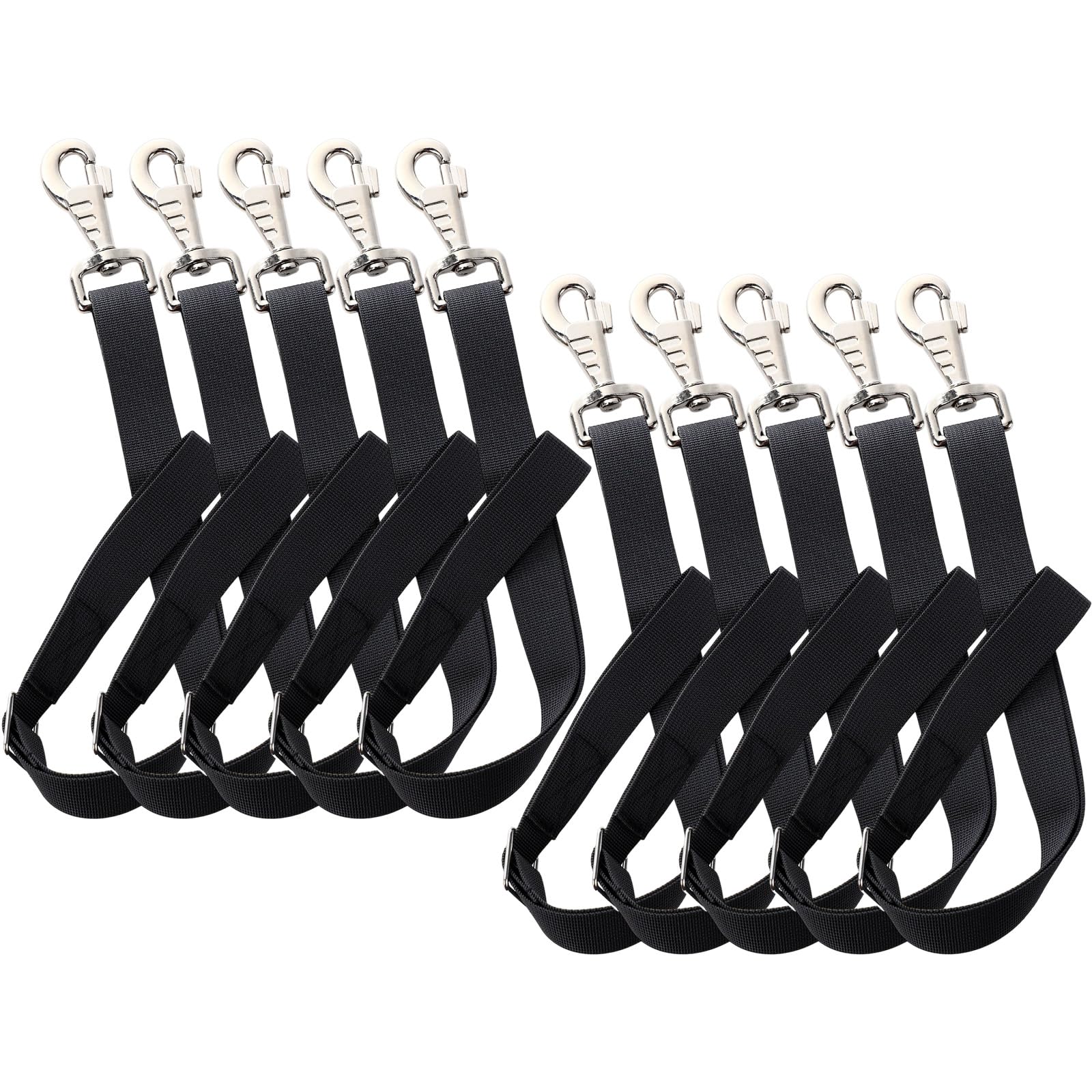 10 Pcs Horse Bucket Strap Hangers, Adjustable 20 to 31 in, Black