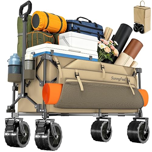SUNNYFEEL 300L Collapsible Wagon Cart, Khaki