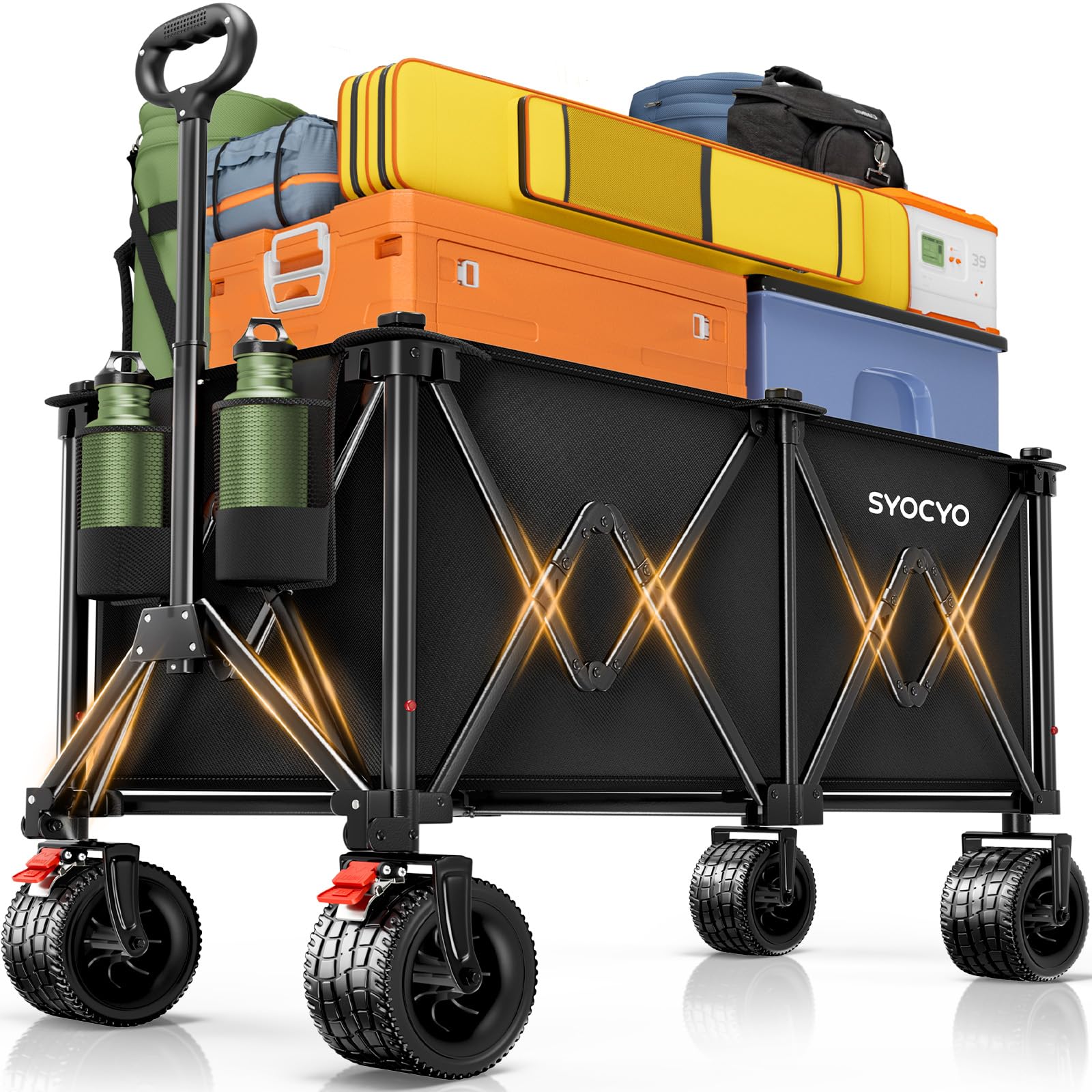 SYOCYO Beach Wagon Carts Foldable 580LBS Collapsible Wagon