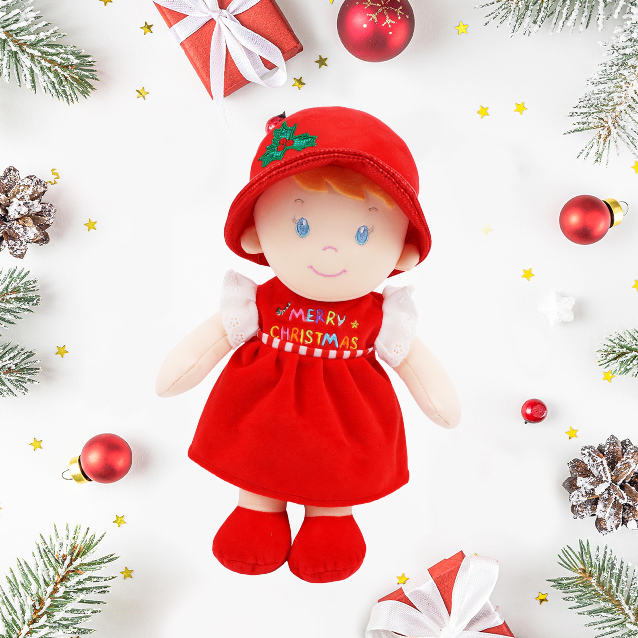 Lullaberry 30cm Soft Dolly Emilia - Stuffed Soft Baby Boy Doll for Birth and Up - Christmas Special Edition - Image 4