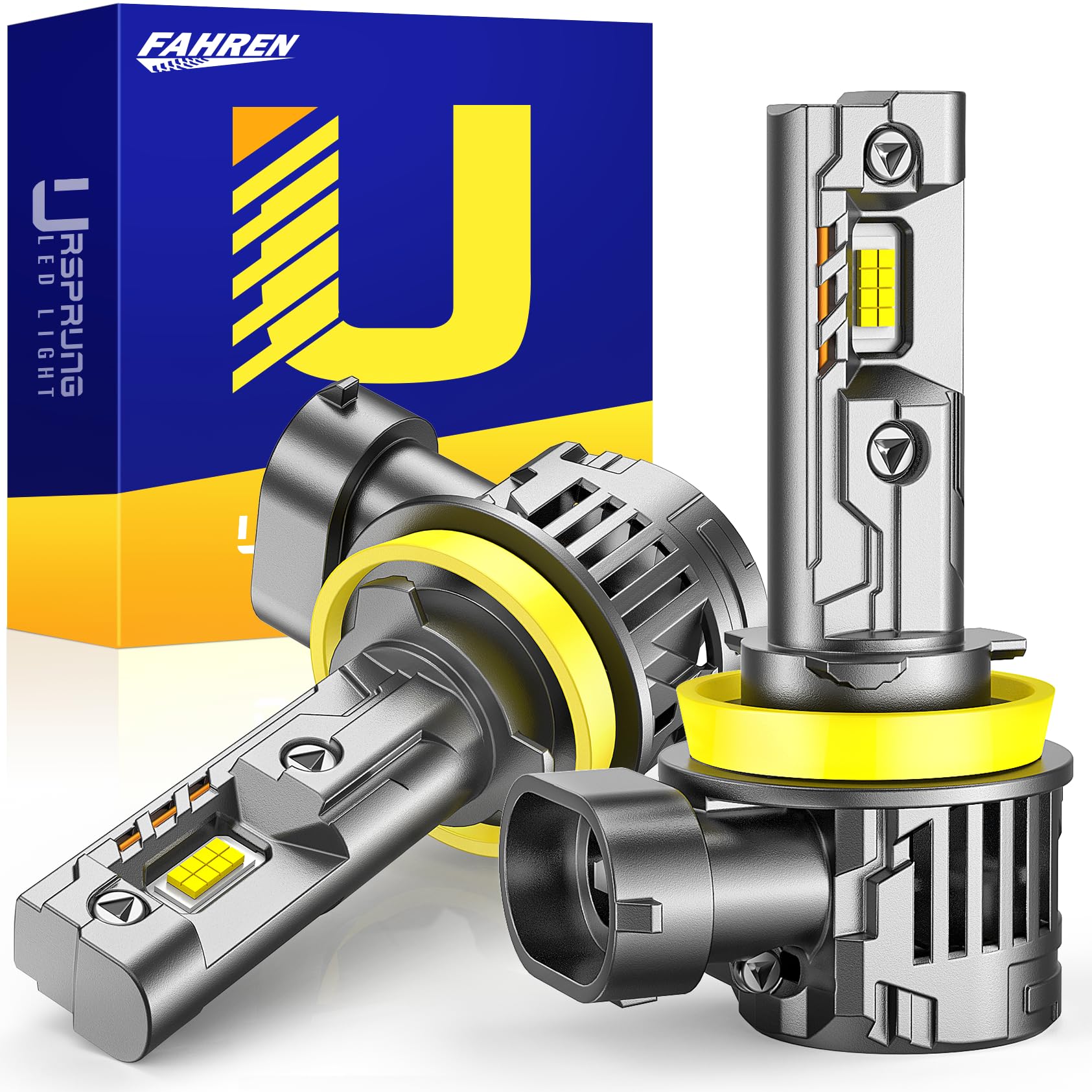 Usprung 2026 Upgraded H11/H9/H8 LED Bulb, [ 𝐁𝐫𝐢𝐠𝐡𝐭𝐞𝐬𝐭 &amp; 𝐒𝐭𝐫𝐨𝐧𝐠𝐞𝐬𝐭 ] 𝟏𝟐𝟎𝟎% Brighter, Real 1:1 Mini Size with Cooling Fan Daytime Running Light Modules, Pack of 2