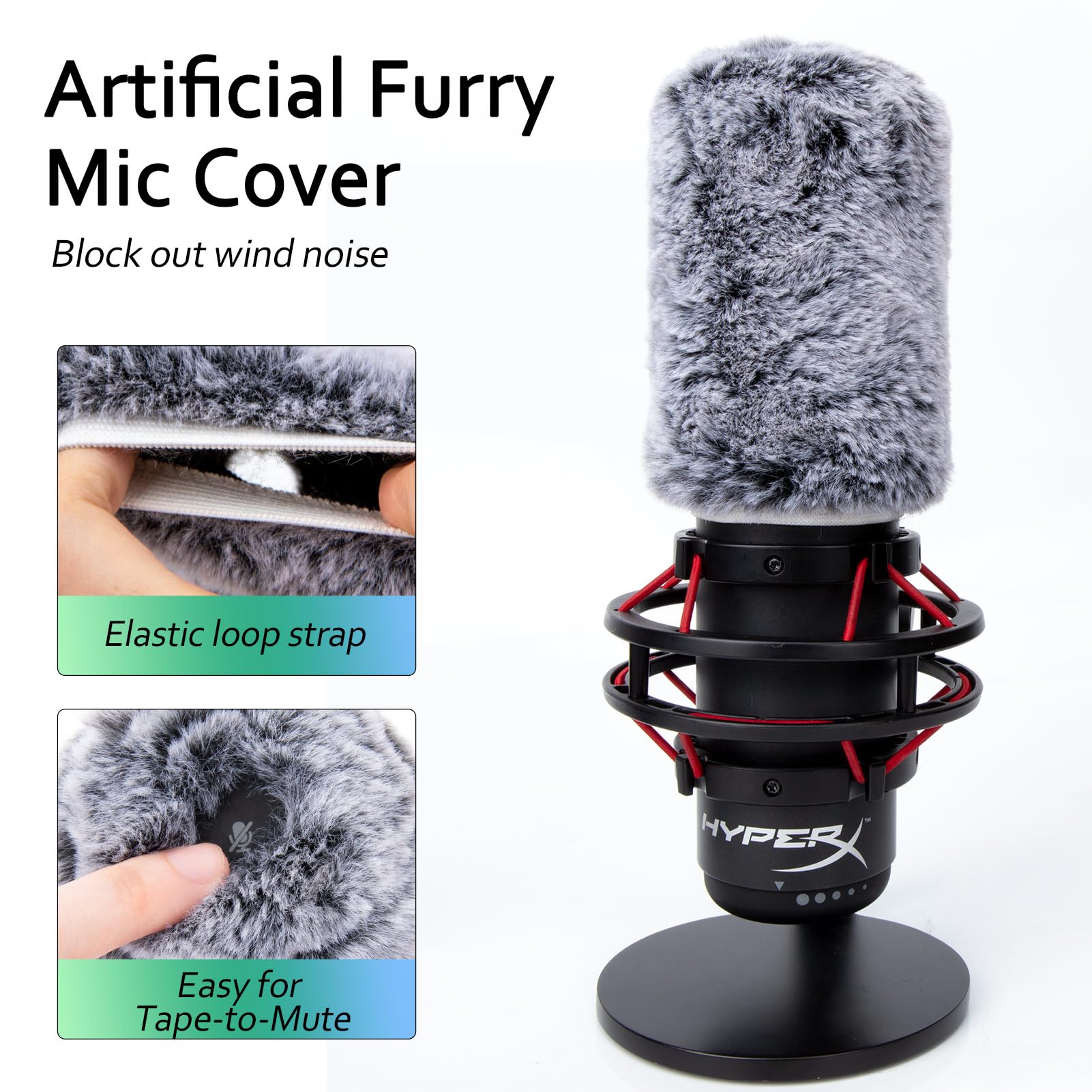 Für Hyperx QuadCast Windschutzscheibe – flauschiger Pop-Filter, kompatibel mit Hyperx QuadCast S-Mikrofon, Mikrofon-Schaumstoffabdeckung reduziert Hintergrundgeräusche (1 x flauschig und 1 x