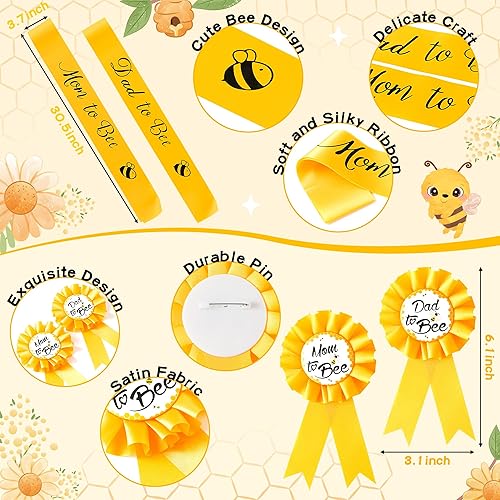 Miniatura 8 de 2ooya Juego de 4 bandas de maternidad de cigüeña, diseño de cigüeña, color azul, para mamá y papá, con ramillete, tema de cigüeña, recuerdo de