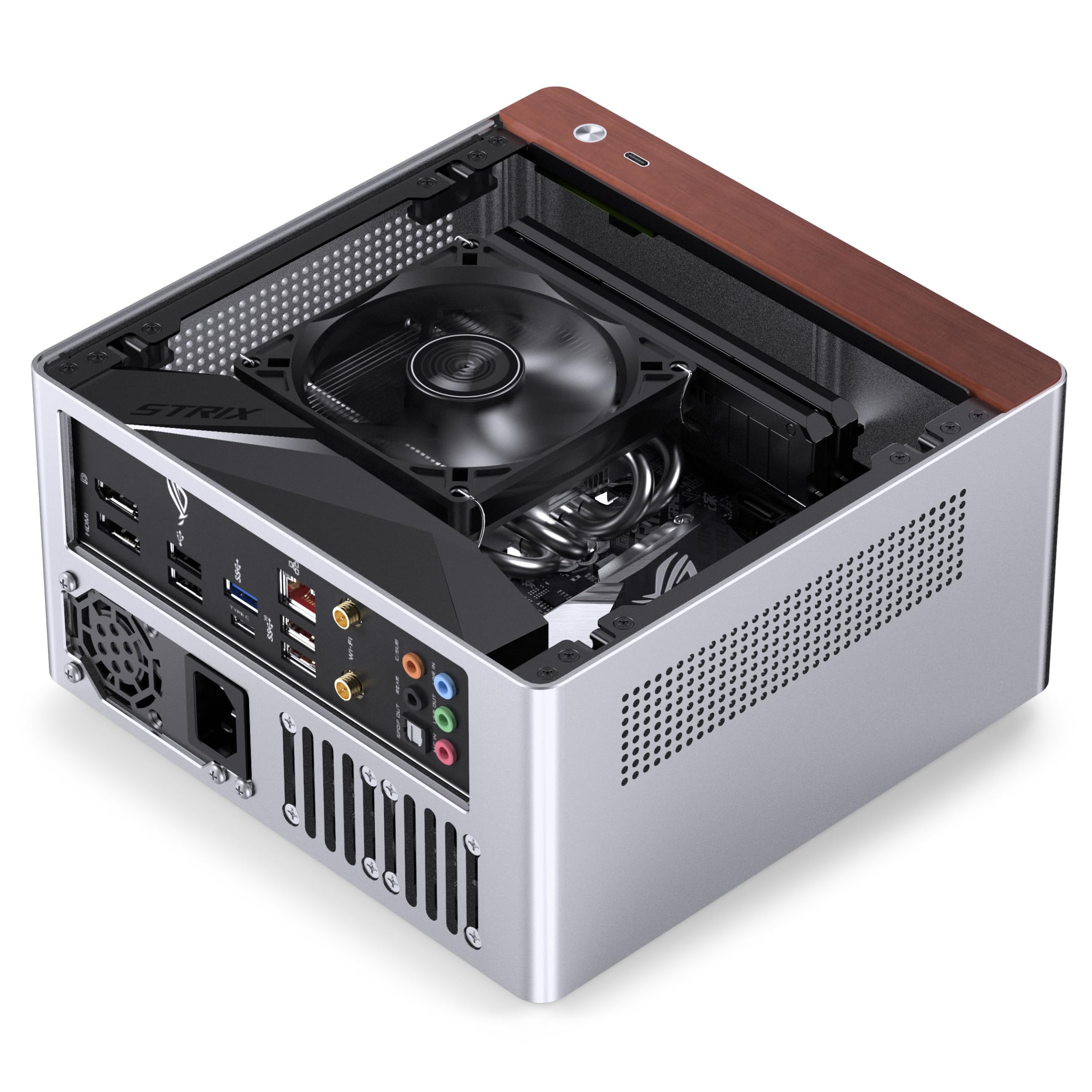Jonsbo N10 Case PC Argento – Mini-Tower per Mini-ITX, con 2 ventole, fino a 4x SSD da 2,5 pollici, case compatto per HTPC, NAS e sistemi Office