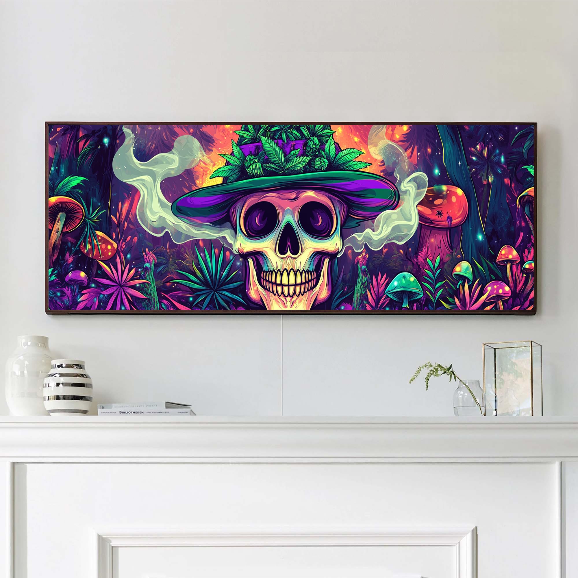 VAIIEYO 5D DIY Skull Large Diamond Painting Kit, Large Diamond Art for Adults Mushroom, Paint with Round Full Drill Crystal Rhinestone Diamonds Gem Art for Home Wall Decoration Gift 12X31Inch