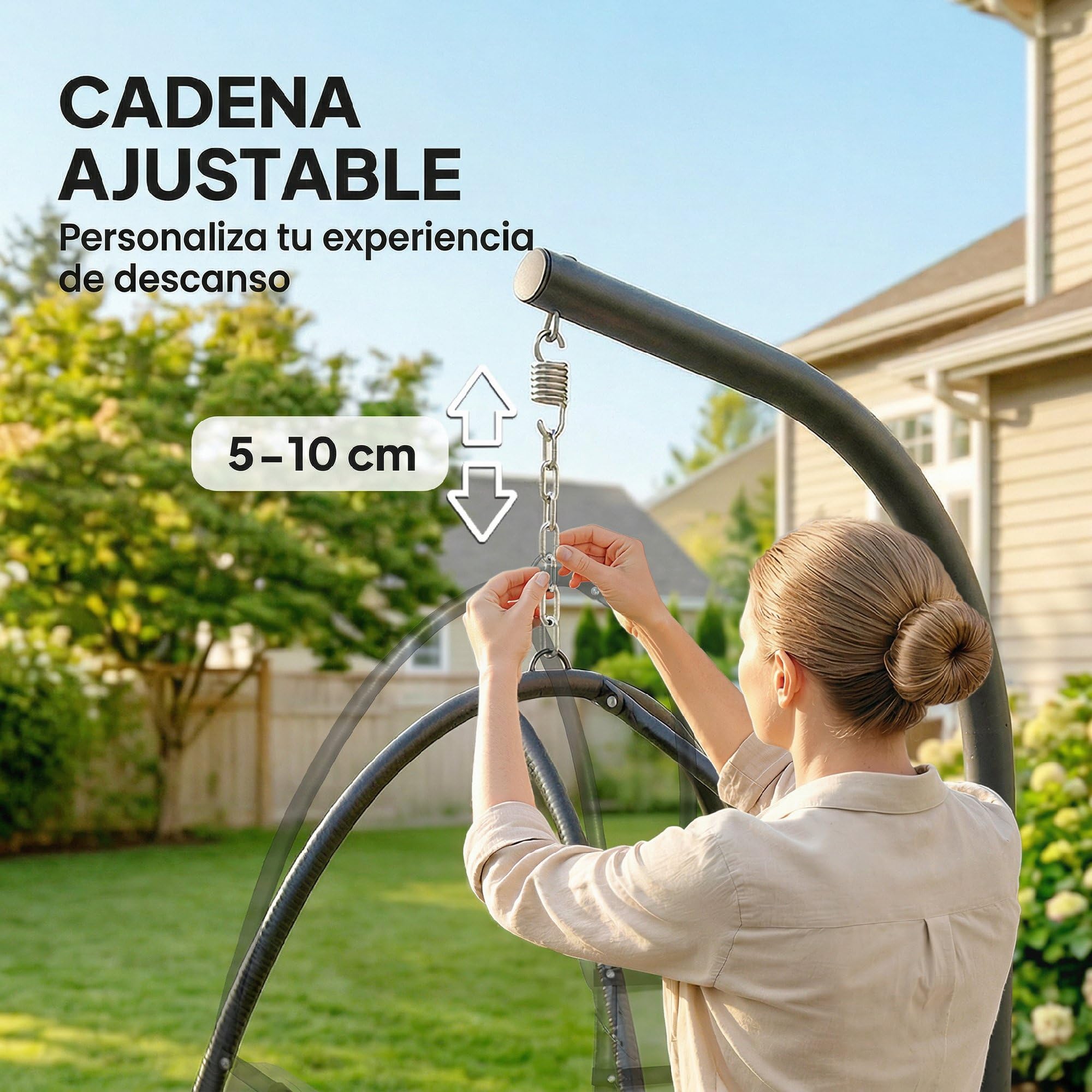 Outsunny Silla Colgante Huevo con Soporte, Sillón 120 kg Gris Oscuro | Cesta Plegable, Reposacabezas, Cojín, Bolsillo Lateral, Jardín, Interior, Exterior