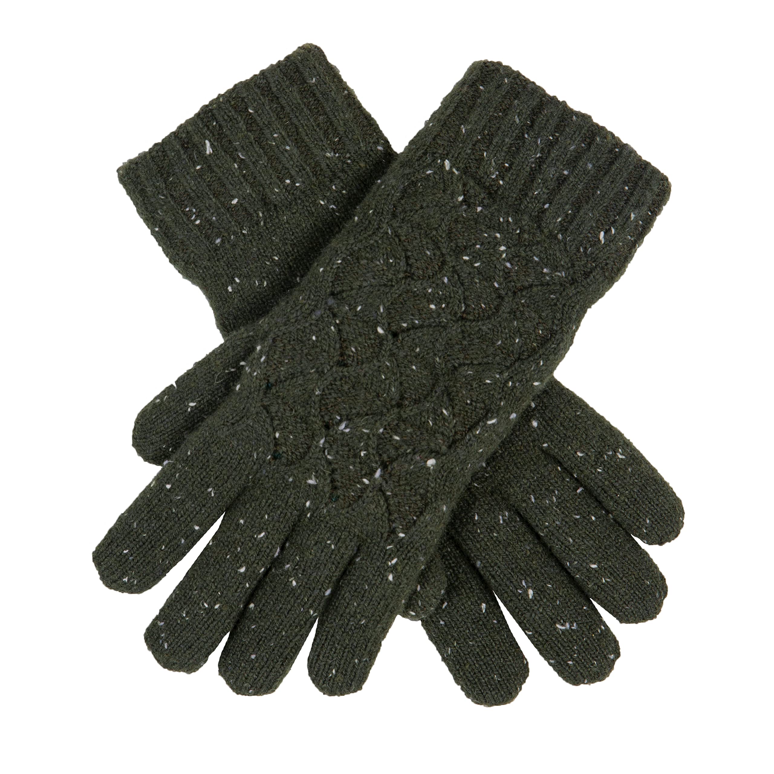 Dents Women's Olive Lace Knit Gloves With Marl Yarn - / One