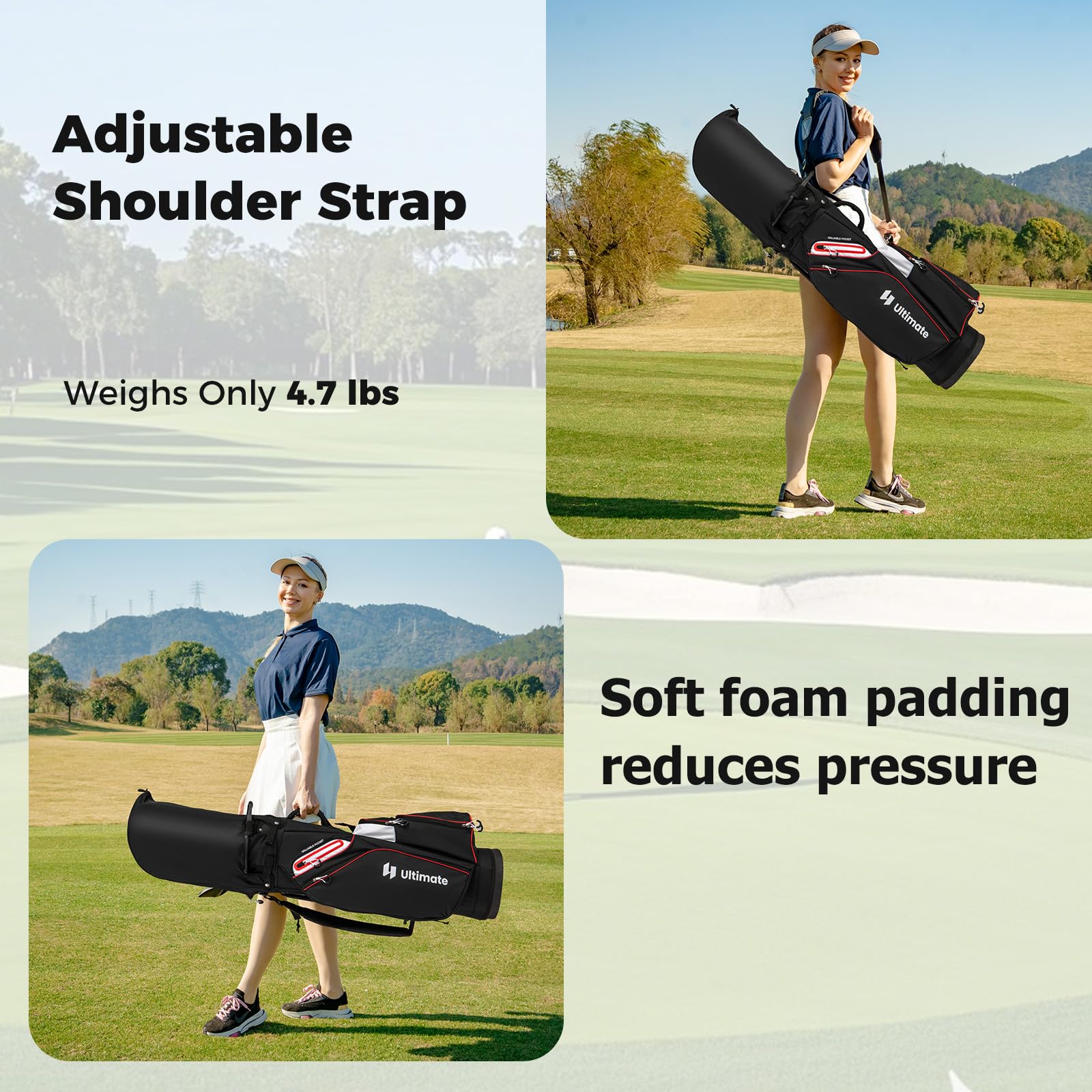 LIFEZEAL Golftasche, Golfbag tragbar mit 14 Fächern, 6 Taschen, Regenkapuze & Griffen, Golfwagentasche mit verstellbarem Schultergurt, Golf Cart Bag für Männer, Frauen