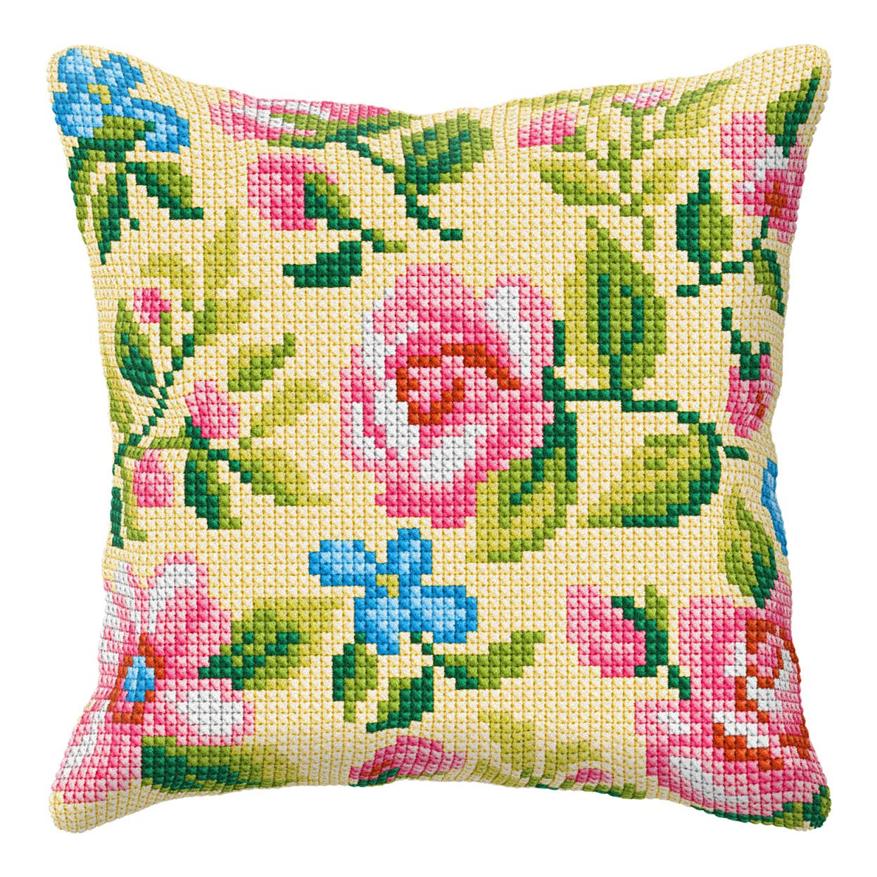 Orchidea Cross Stitch Kit: Cushion: Large, Roses on Beige Background, 40 x 40cm