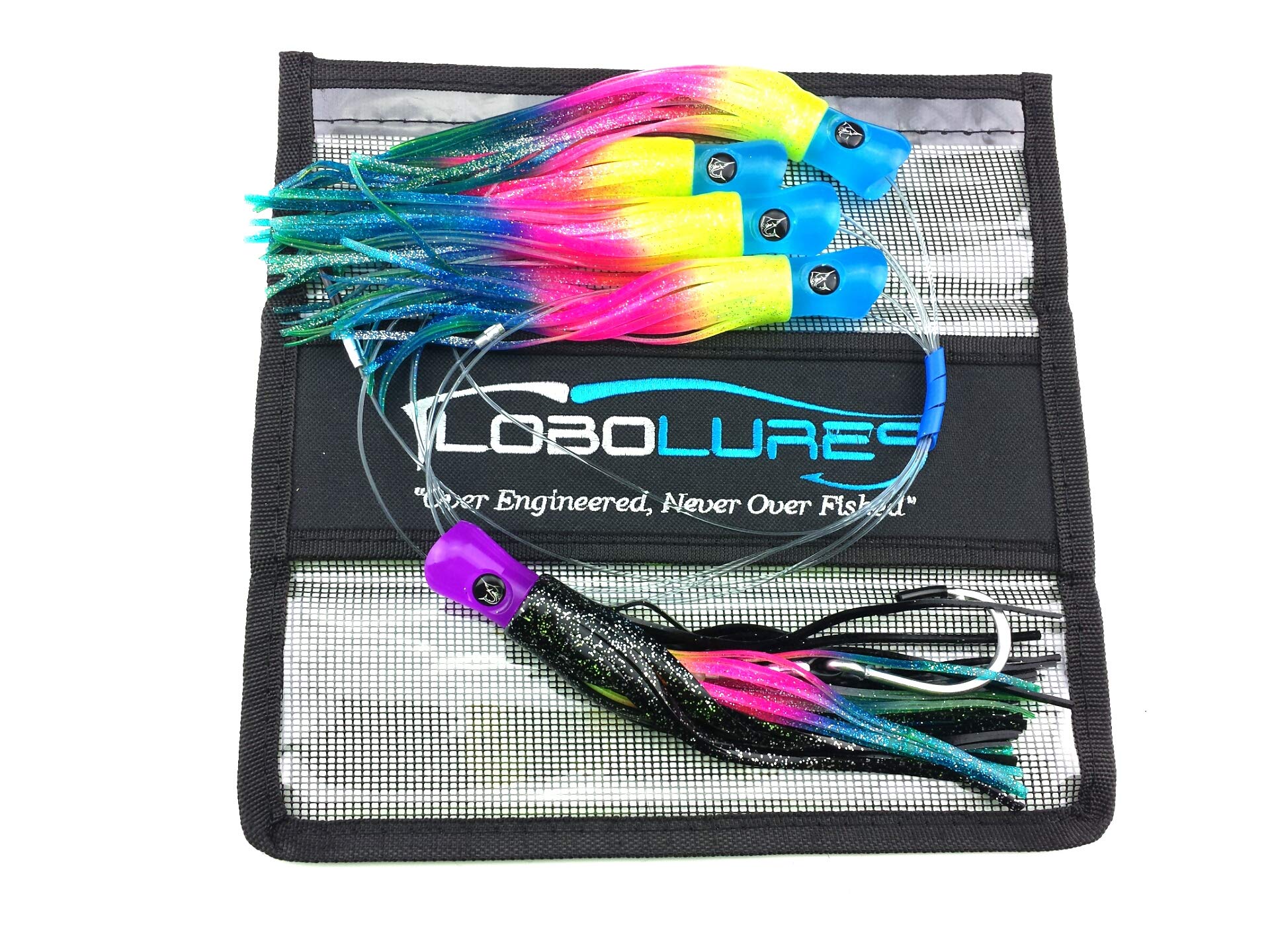 Lobo Lures#207 Rainbow Skipjack Hybrid UV Big Game Daisy Chain Marlin Tuna and Mahi Includes Premium Lure Bag