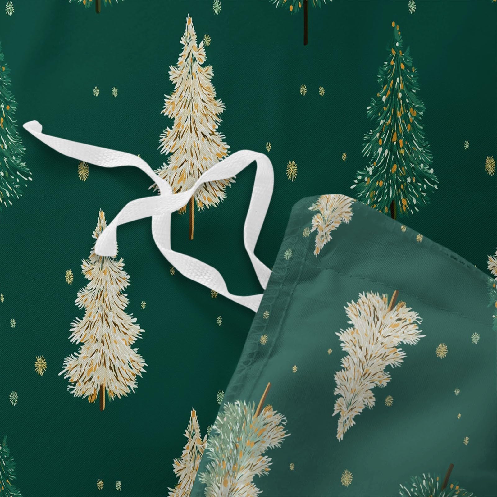 Copripiumino Matrimonialecartone Animato Albero Di Natale, Copripiumone Microfibra Anallergico, Verde Scuro 200 X 200 Cm Biancheria Da Letto Reversibile Con Stampa Con Cerniera & Federa 50 X 80 Cm